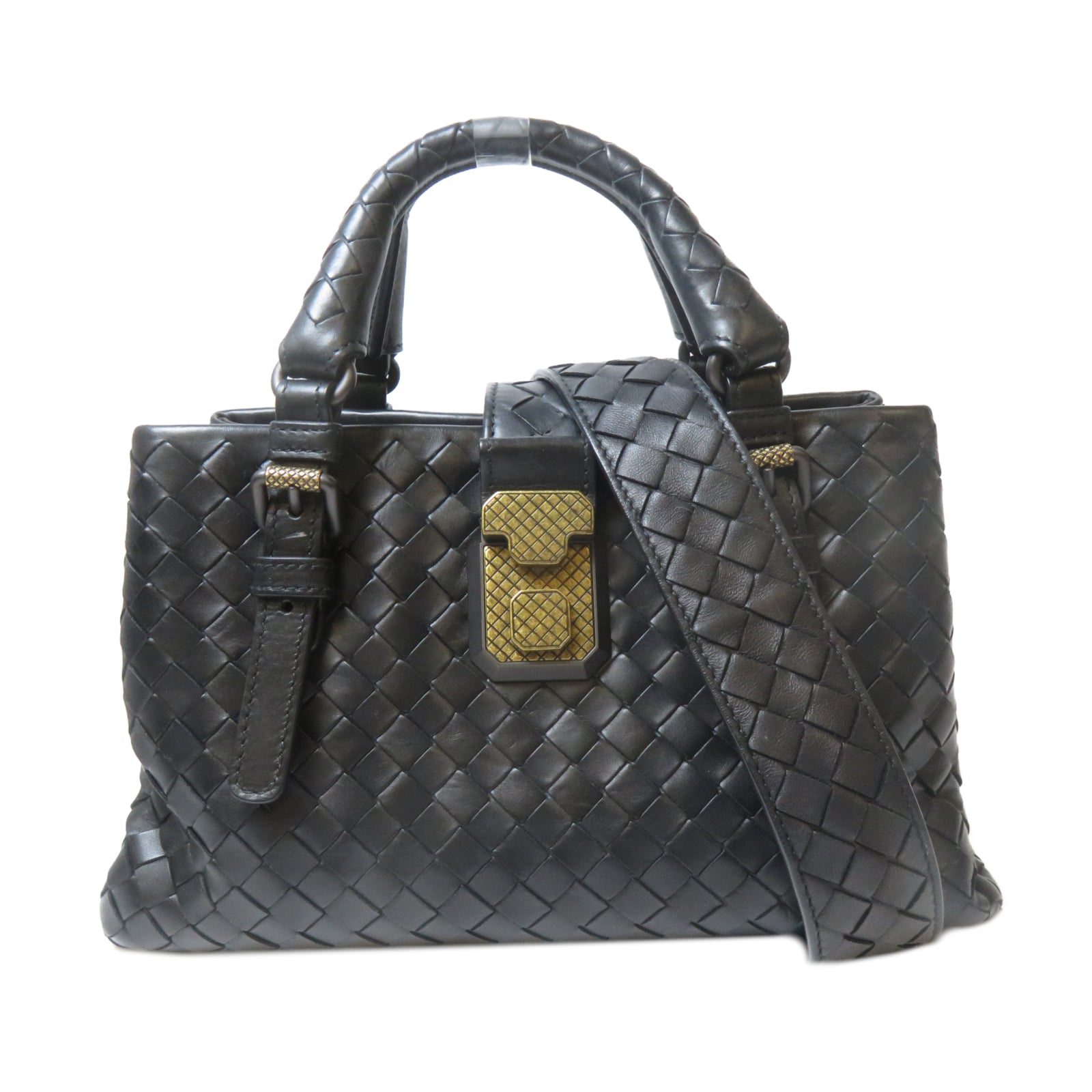 BOTTEGA VENETA 羊皮皮革2 Way Shoulder手挽肩背兩用袋黑色