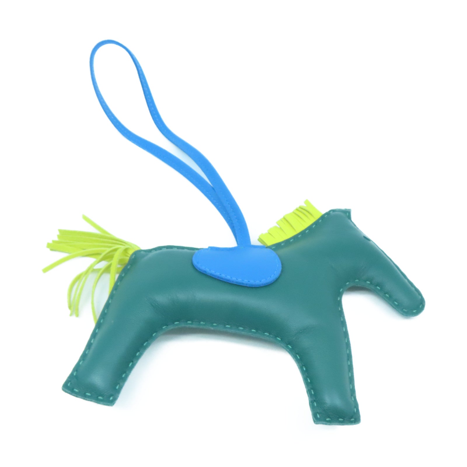 HERMES Veau Swift Leather Rodeo GM Charm Green/Blue/Yellow