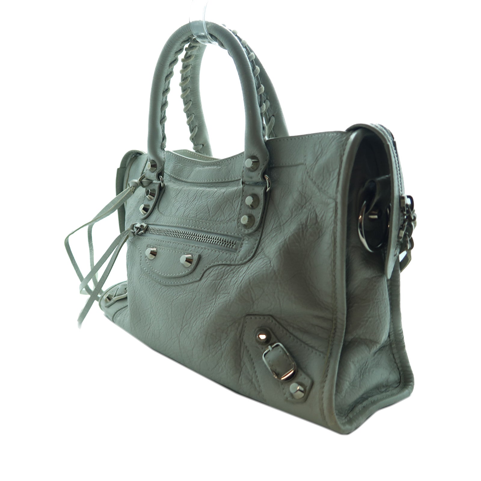 BALENCIAGA 牛皮皮革Classic City銀扣手挽肩背兩用袋淺藍色