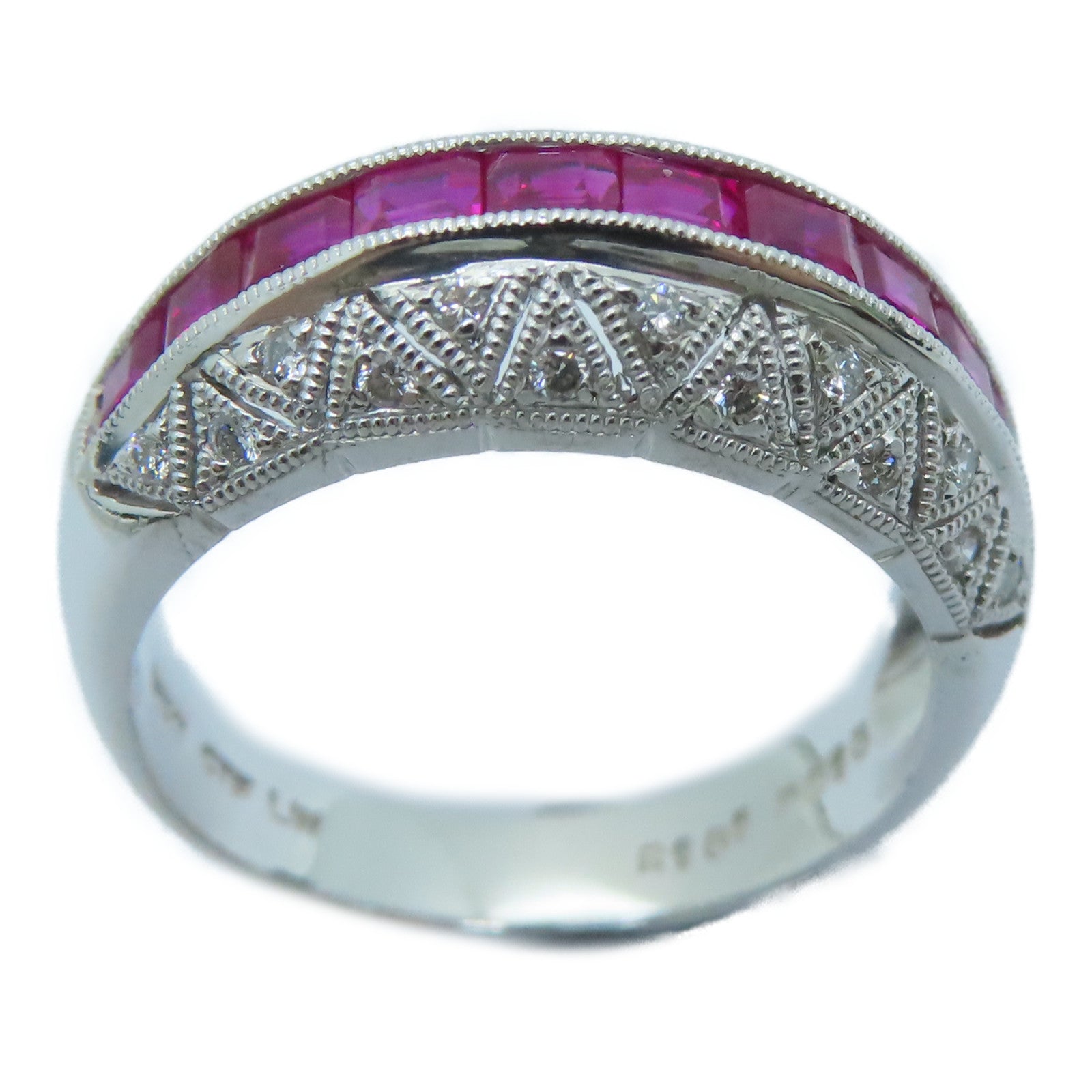 JEWELRY 18K白金Ruby Diamond Ring1.61ct红宝石/0.15ct钻石戒指US#6