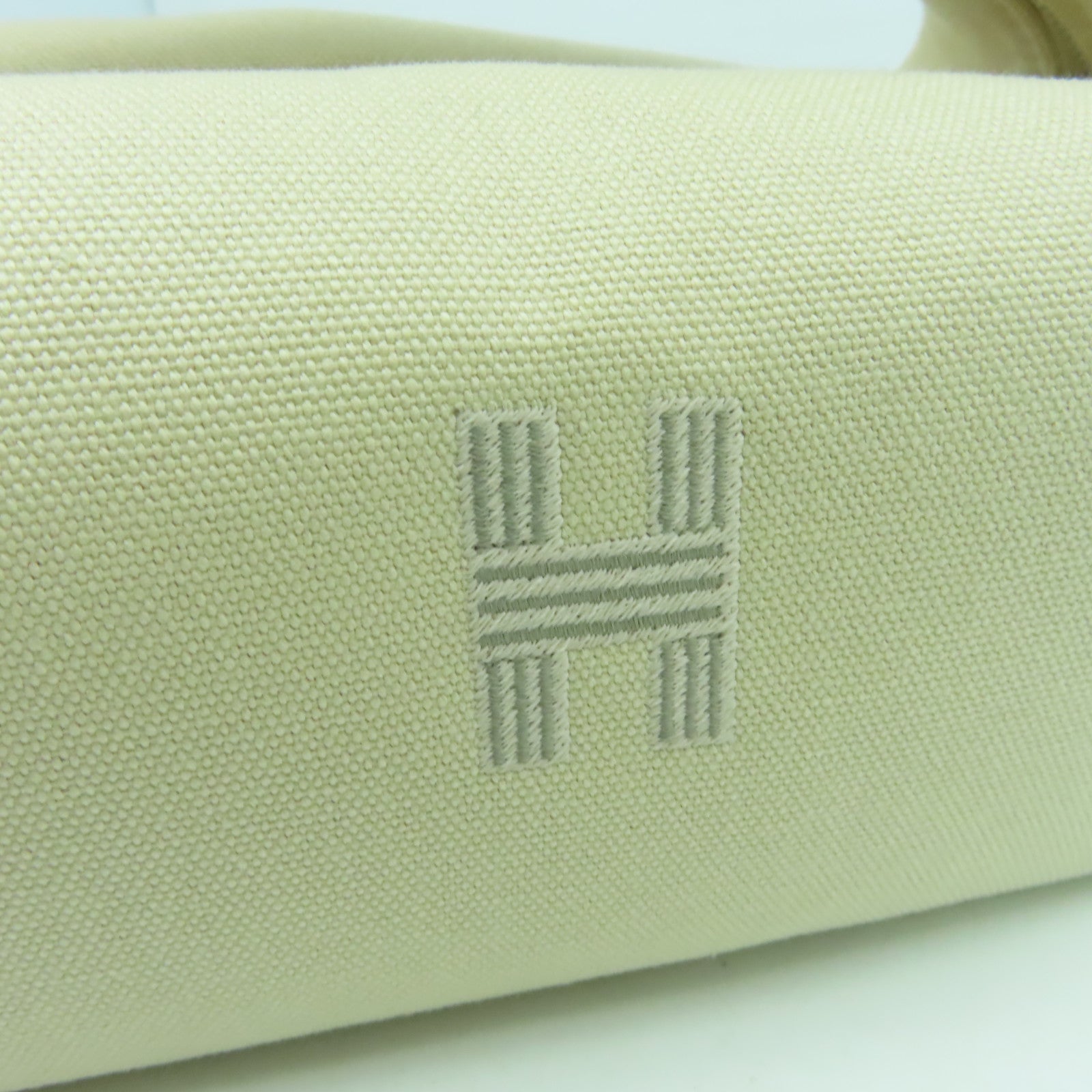 HERMES 帆布Bride A Brac銀扣手挽袋米色