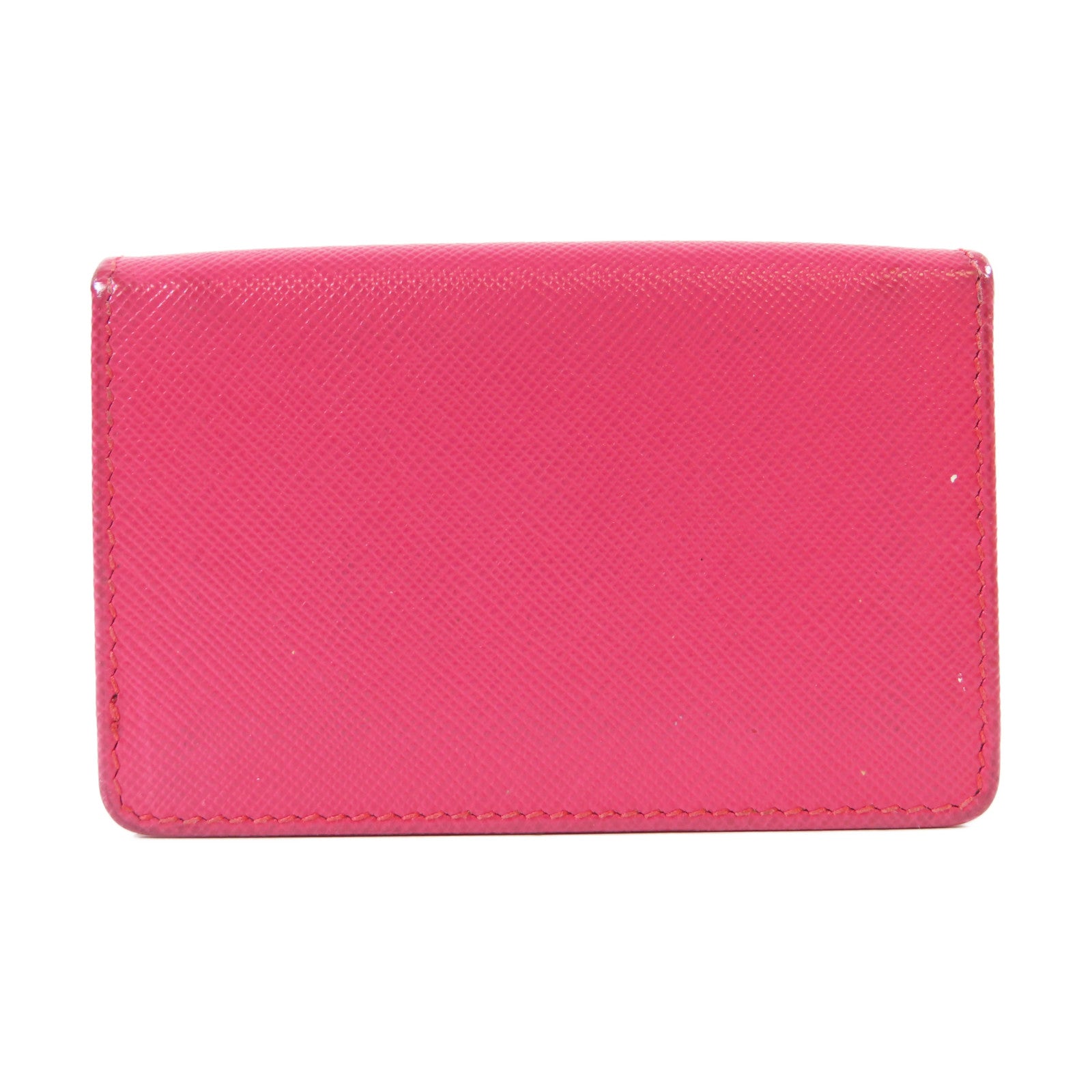 PRADA Saffiano皮革Card Case金扣卡片套桃紅色