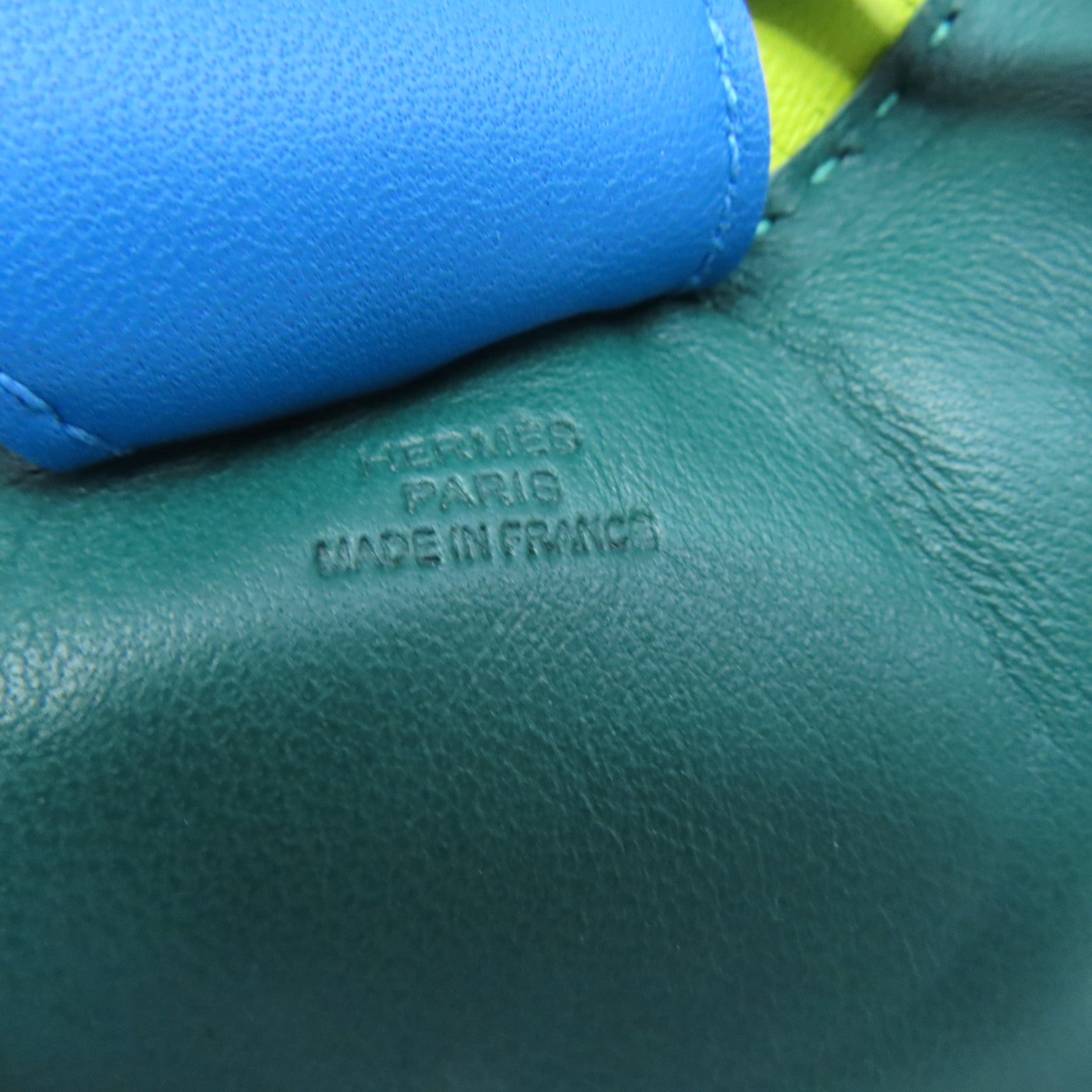 HERMES Veau Swift Leather Rodeo GM Charm Green/Blue/Yellow
