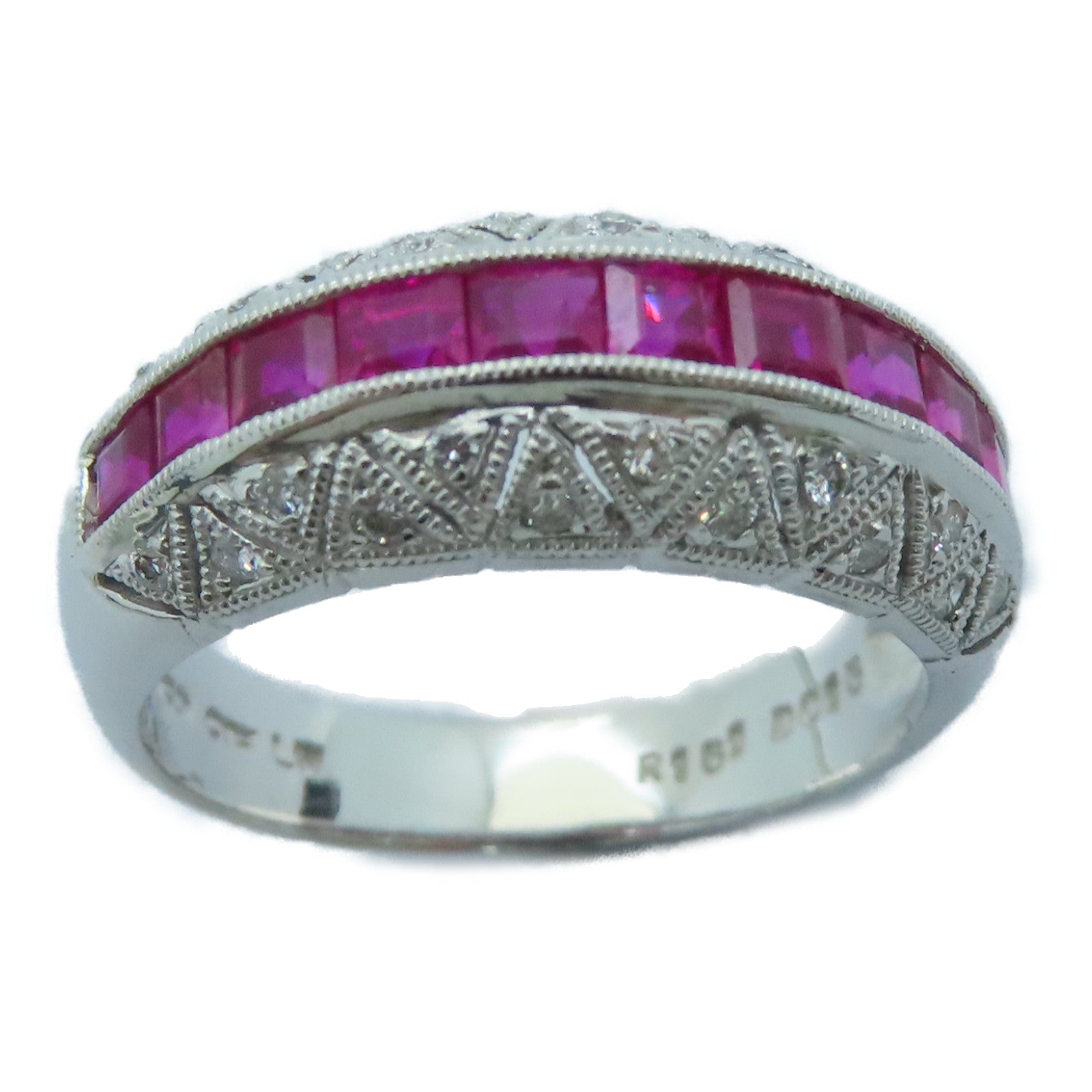 JEWELRY 18K白金Ruby Diamond Ring1.61ct红宝石/0.15ct钻石戒指US#6