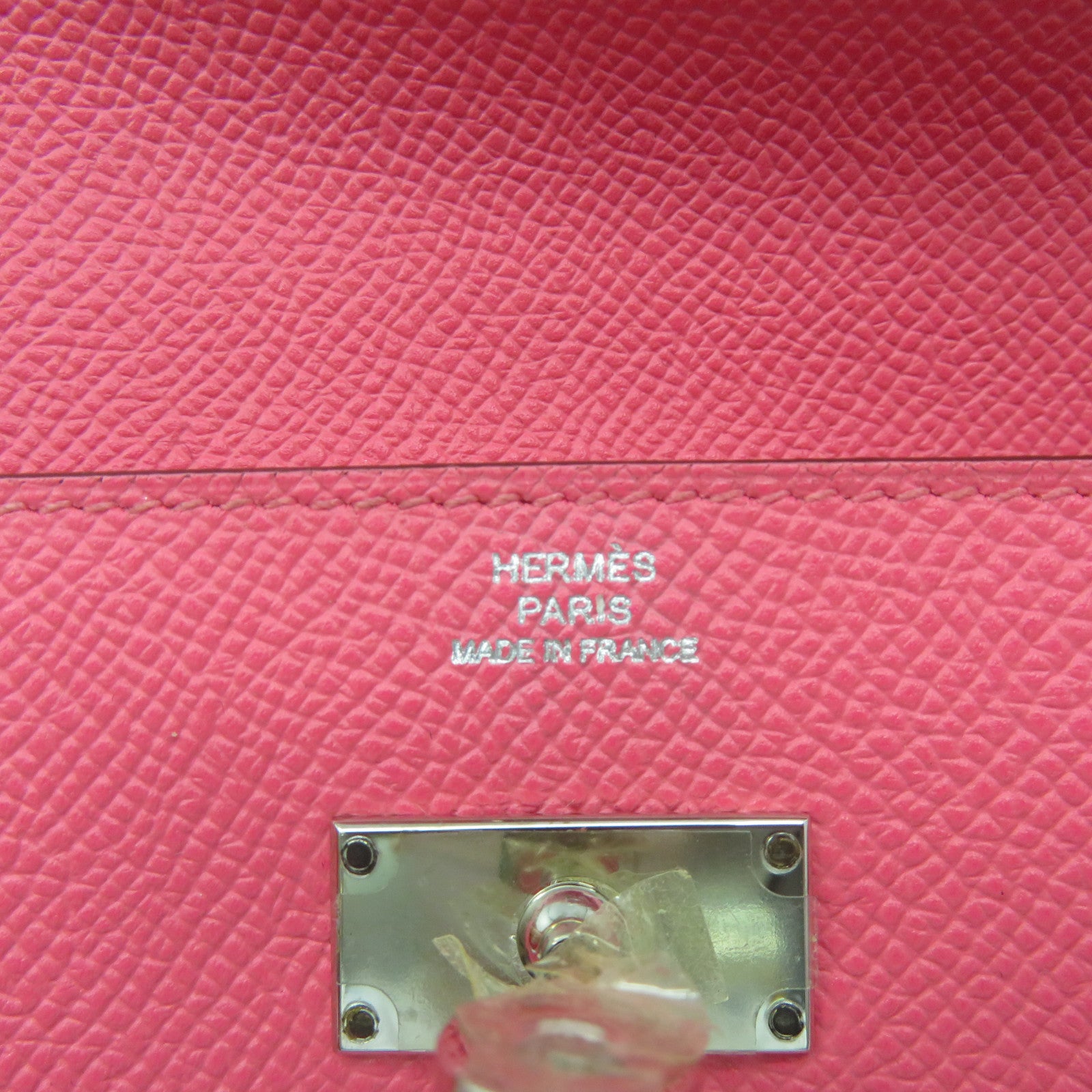 HERMES Epsom皮革Kelly Wallet銀扣長錢包粉紅色