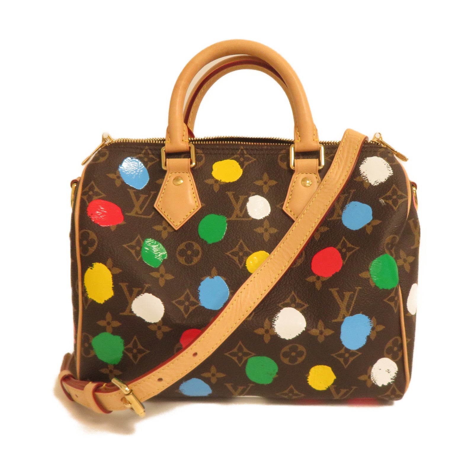 LOUIS VUITTON Monogram YK X LV Speedy Bandouliere 25金扣手挽肩背兩用袋啡色