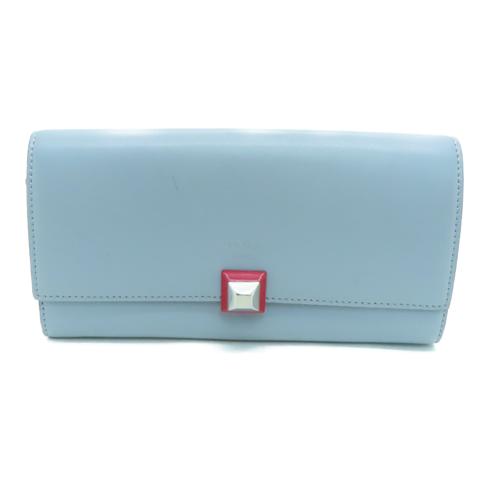 FENDI 牛皮皮革Long Wallet银扣长钱包灰色