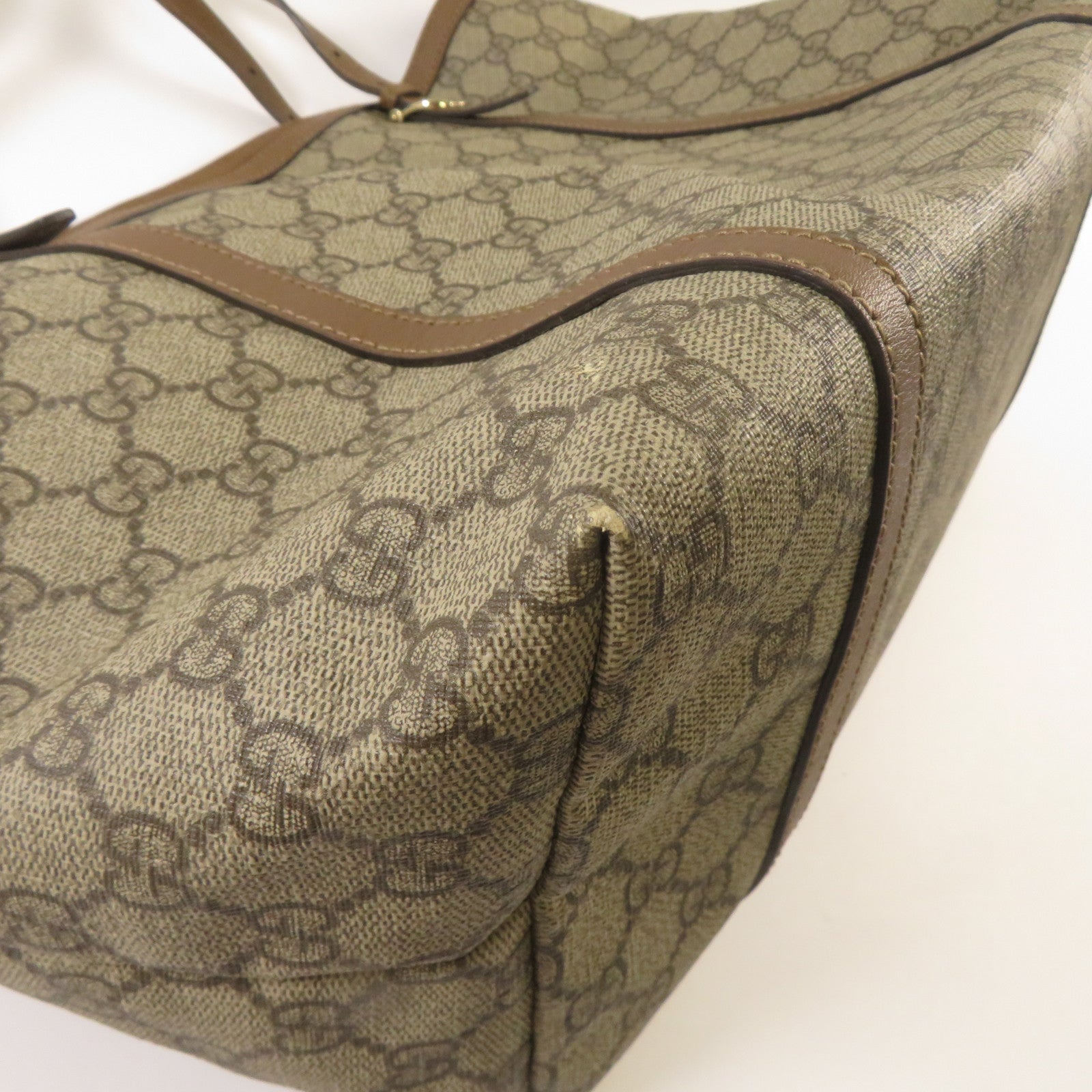 GUCCI 塗層帆布Tote Bag金扣手挽袋啡色