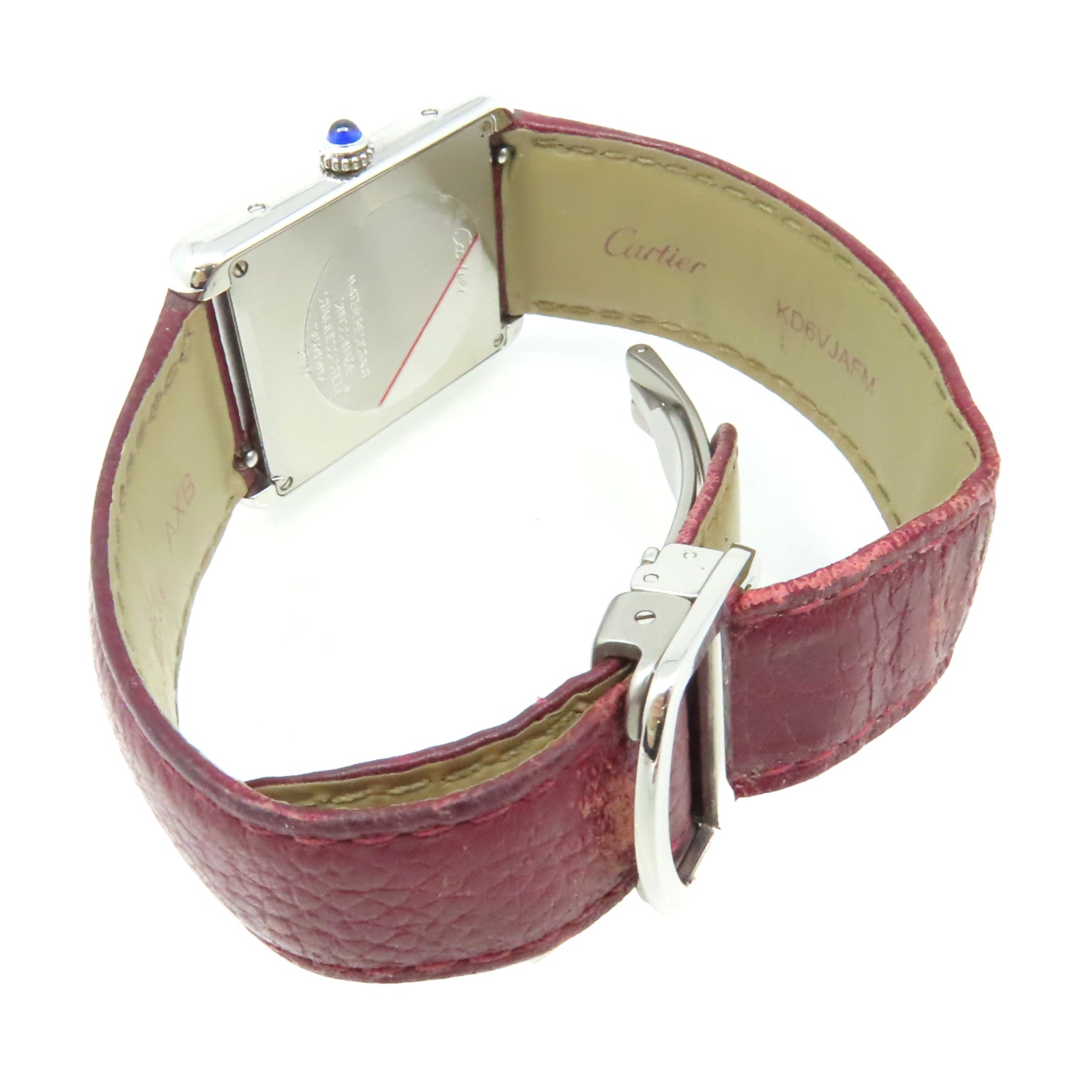 CARTIER Tank Solo GM Watch不鏽鋼/牛皮皮帶石英機芯手錶白色