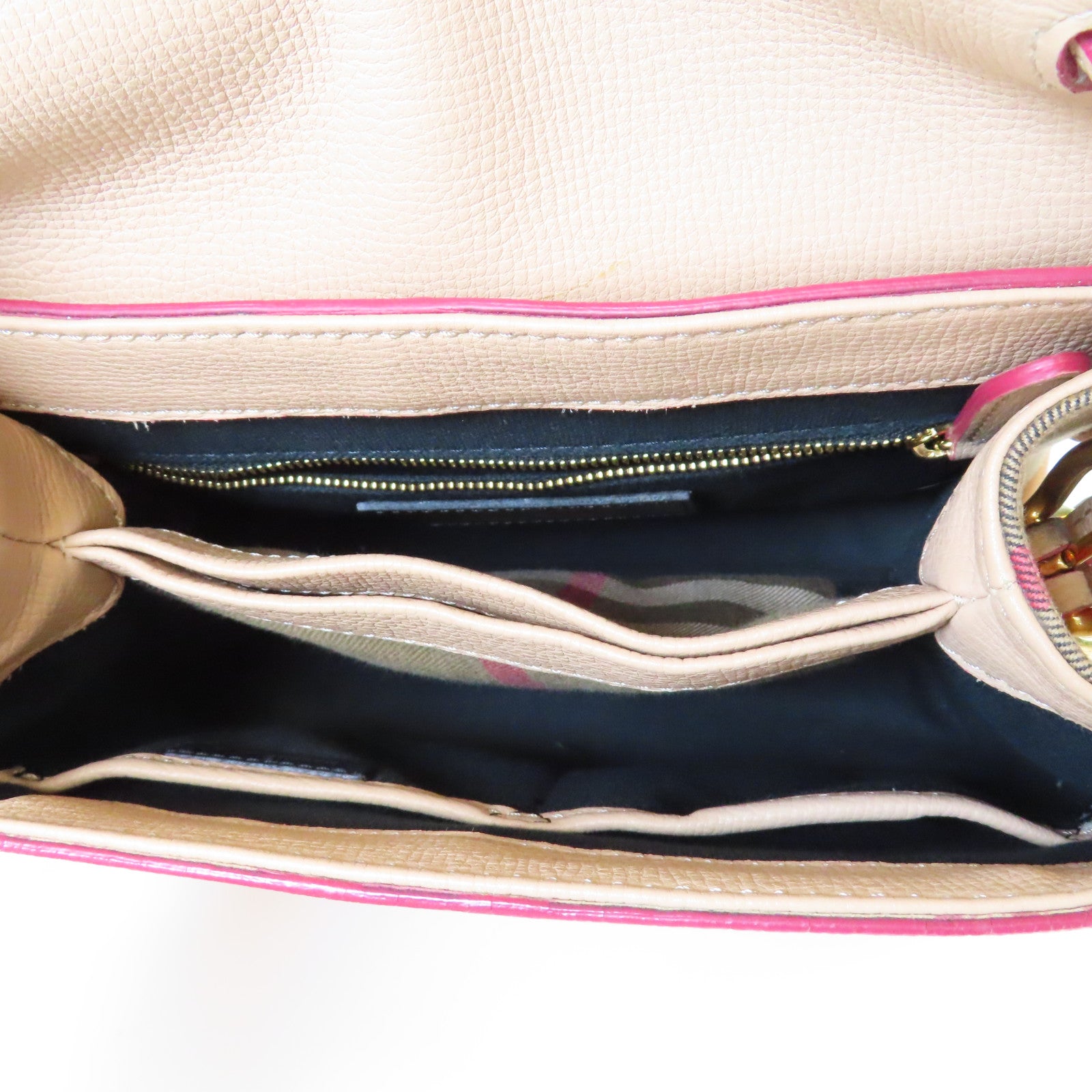 BURBERRY 牛皮皮革2 Way Shoulder Bag金扣手挽肩背兩用袋紅色/米色