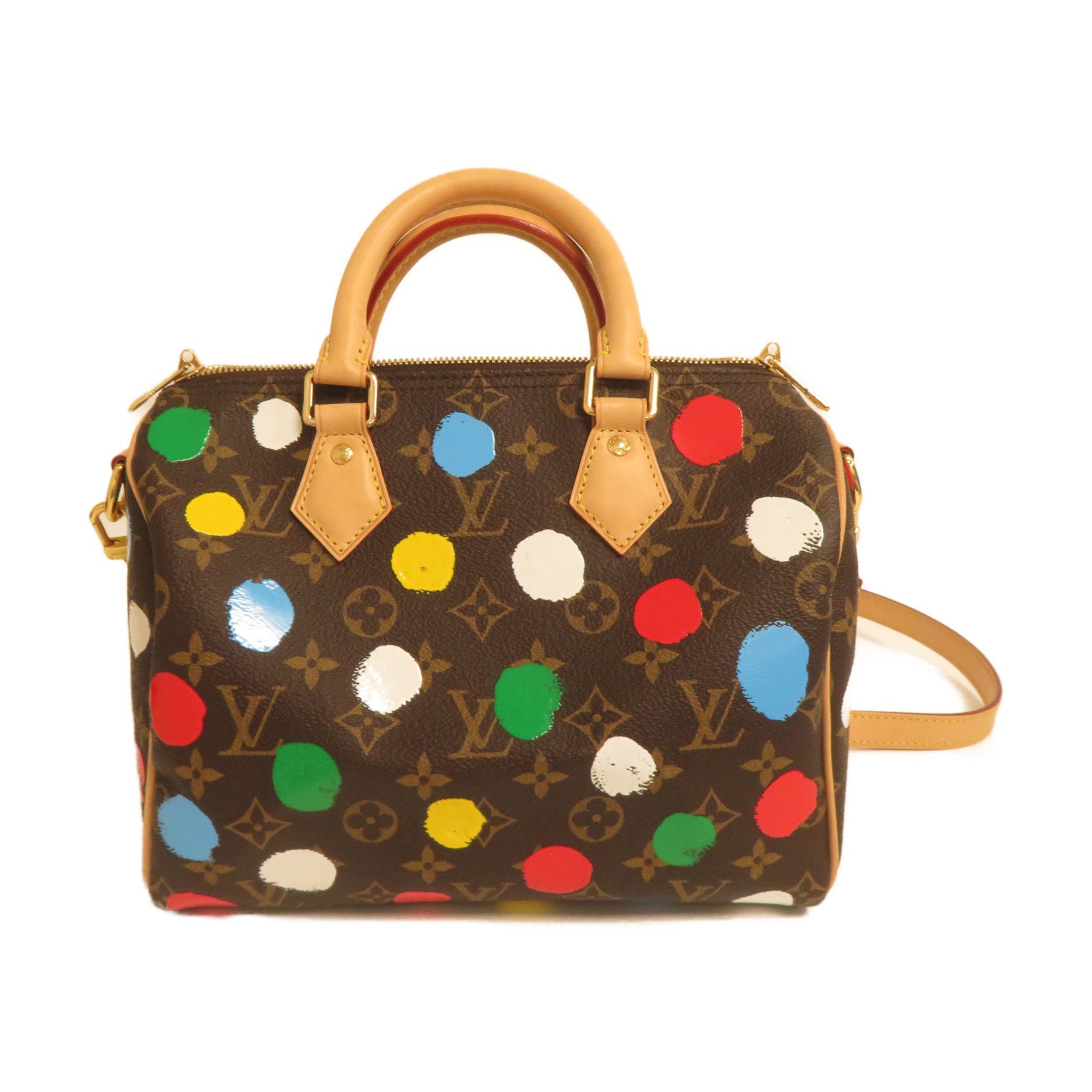 LOUIS VUITTON Monogram YK X LV Speedy Bandouliere 25金扣手挽肩背兩用袋啡色