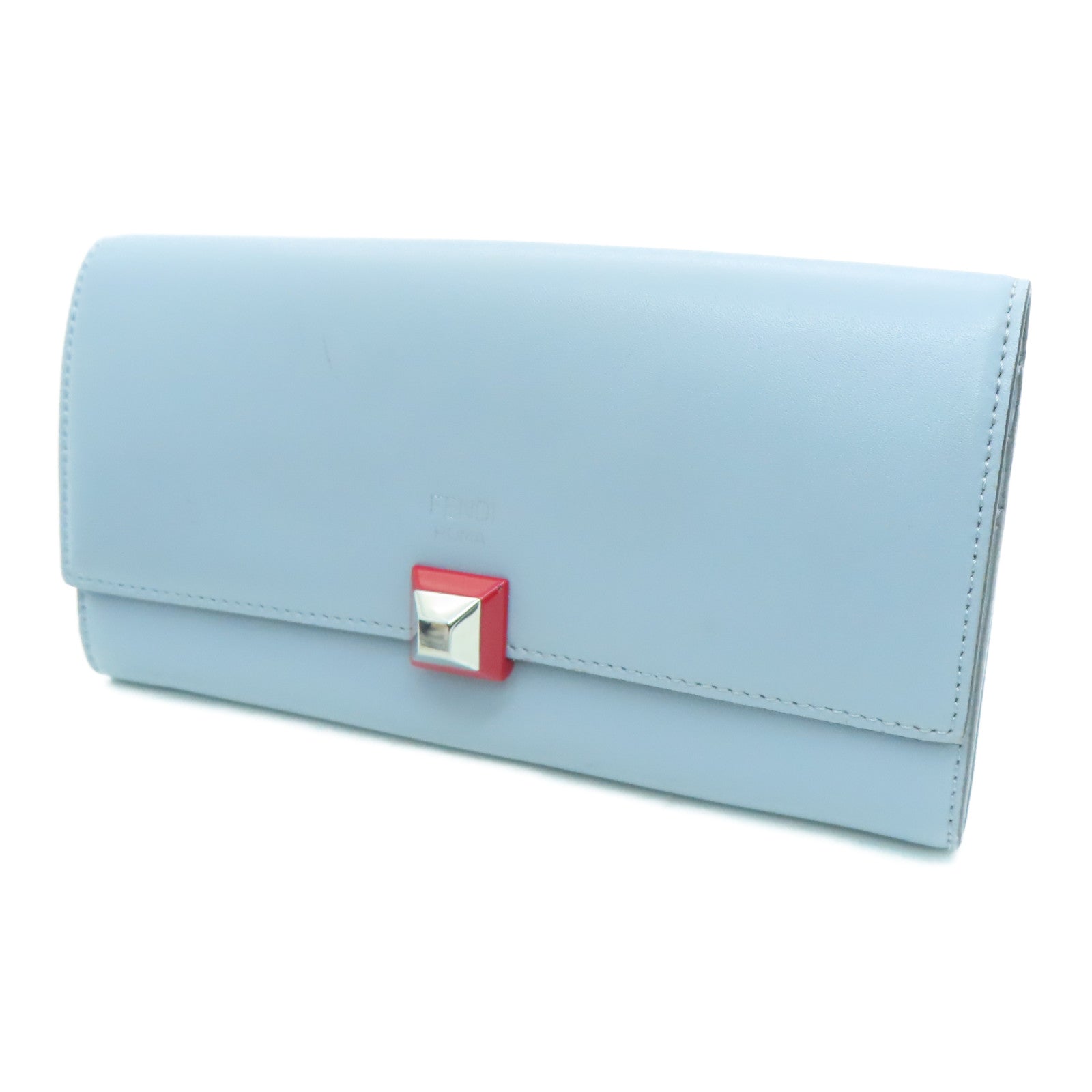 FENDI 牛皮皮革Long Wallet银扣长钱包灰色
