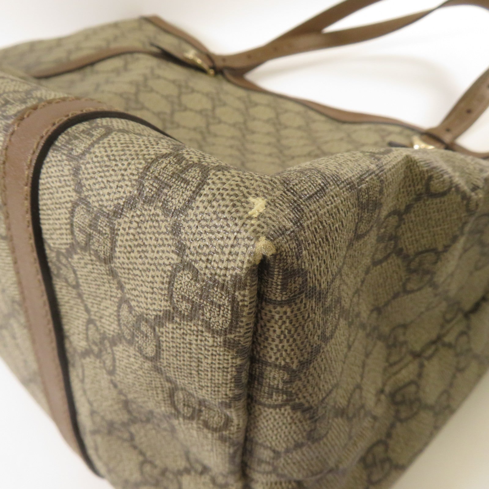 GUCCI 塗層帆布Tote Bag金扣手挽袋啡色