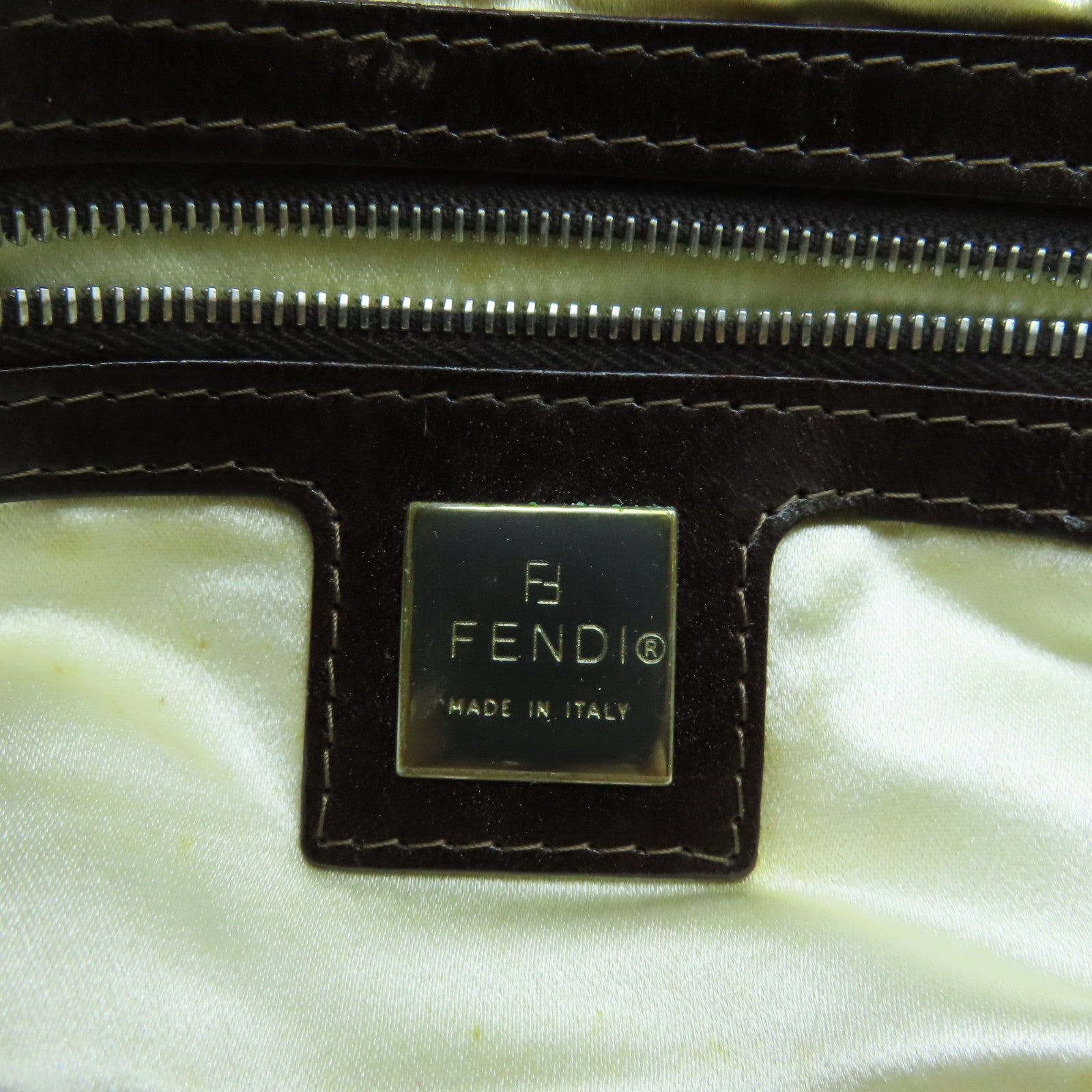 FENDI 馬毛Shoulder Bag銀扣手挽袋黃色/啡色