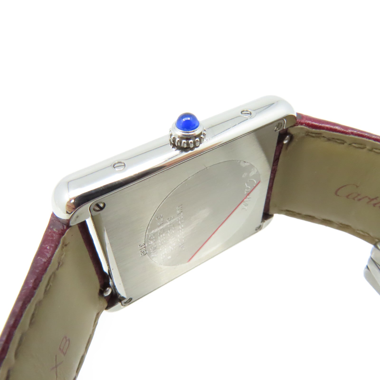 CARTIER Tank Solo GM Watch不鏽鋼/牛皮皮帶石英機芯手錶白色