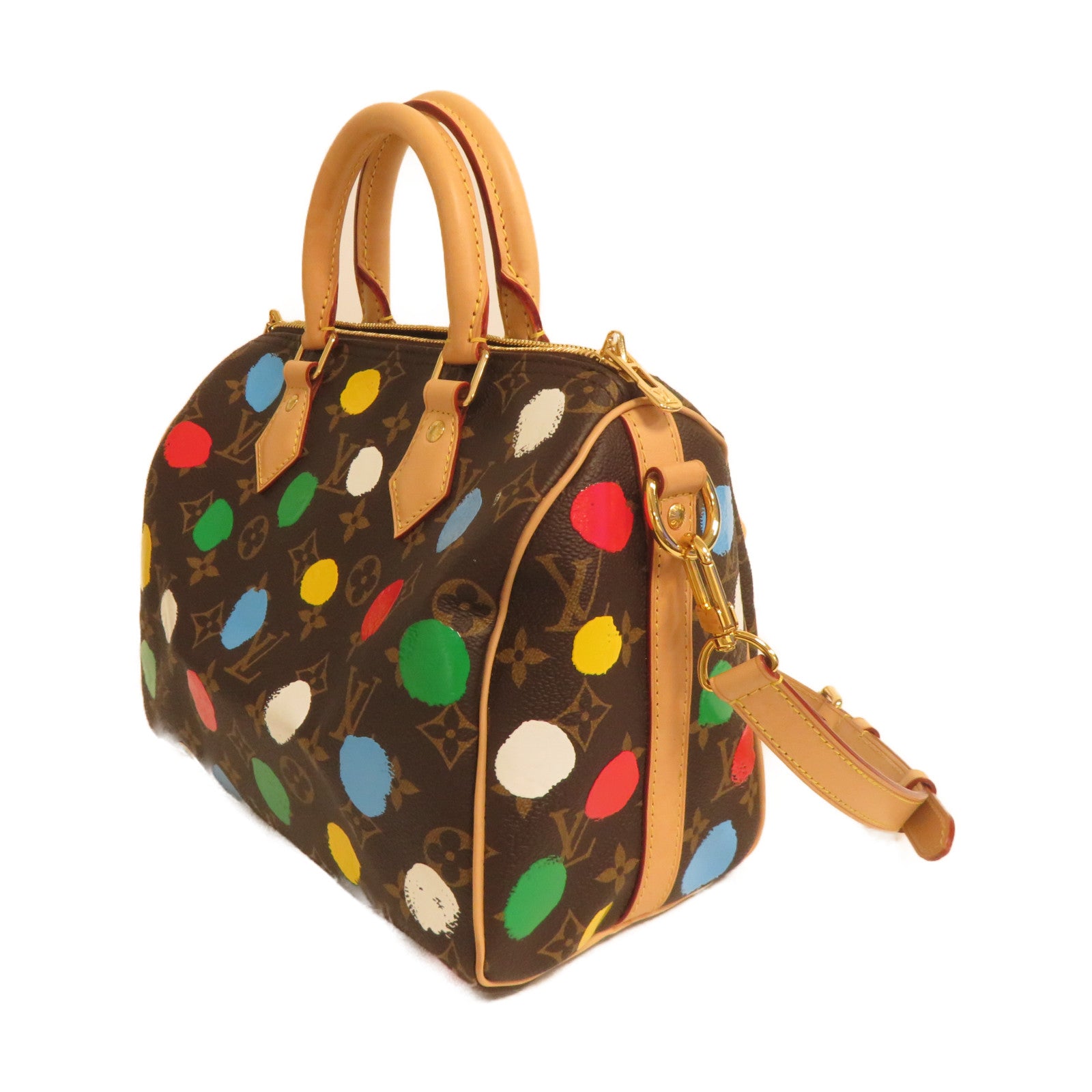 LOUIS VUITTON Monogram YK X LV Speedy Bandouliere 25金扣手挽肩背兩用袋啡色