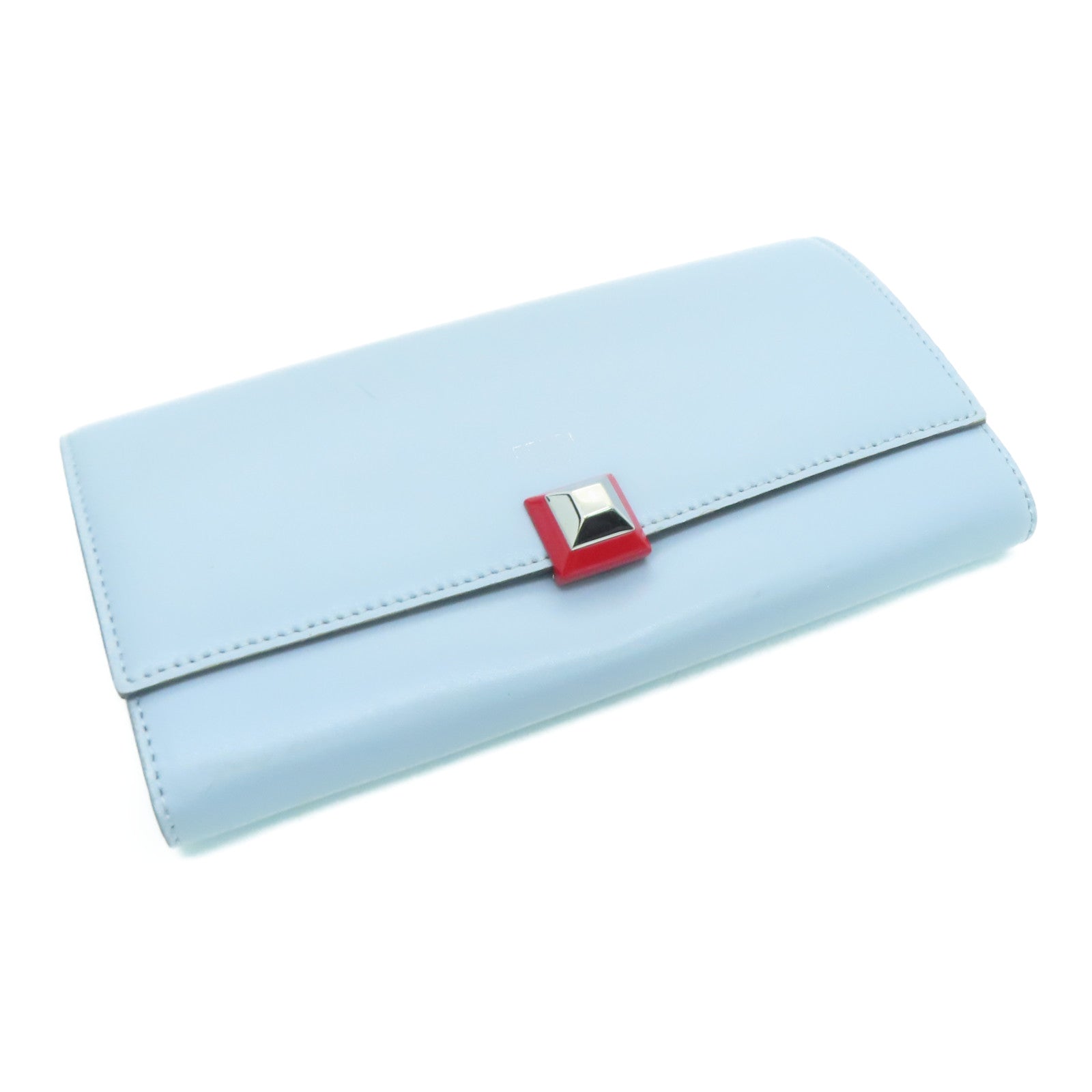 FENDI 牛皮皮革Long Wallet银扣长钱包灰色