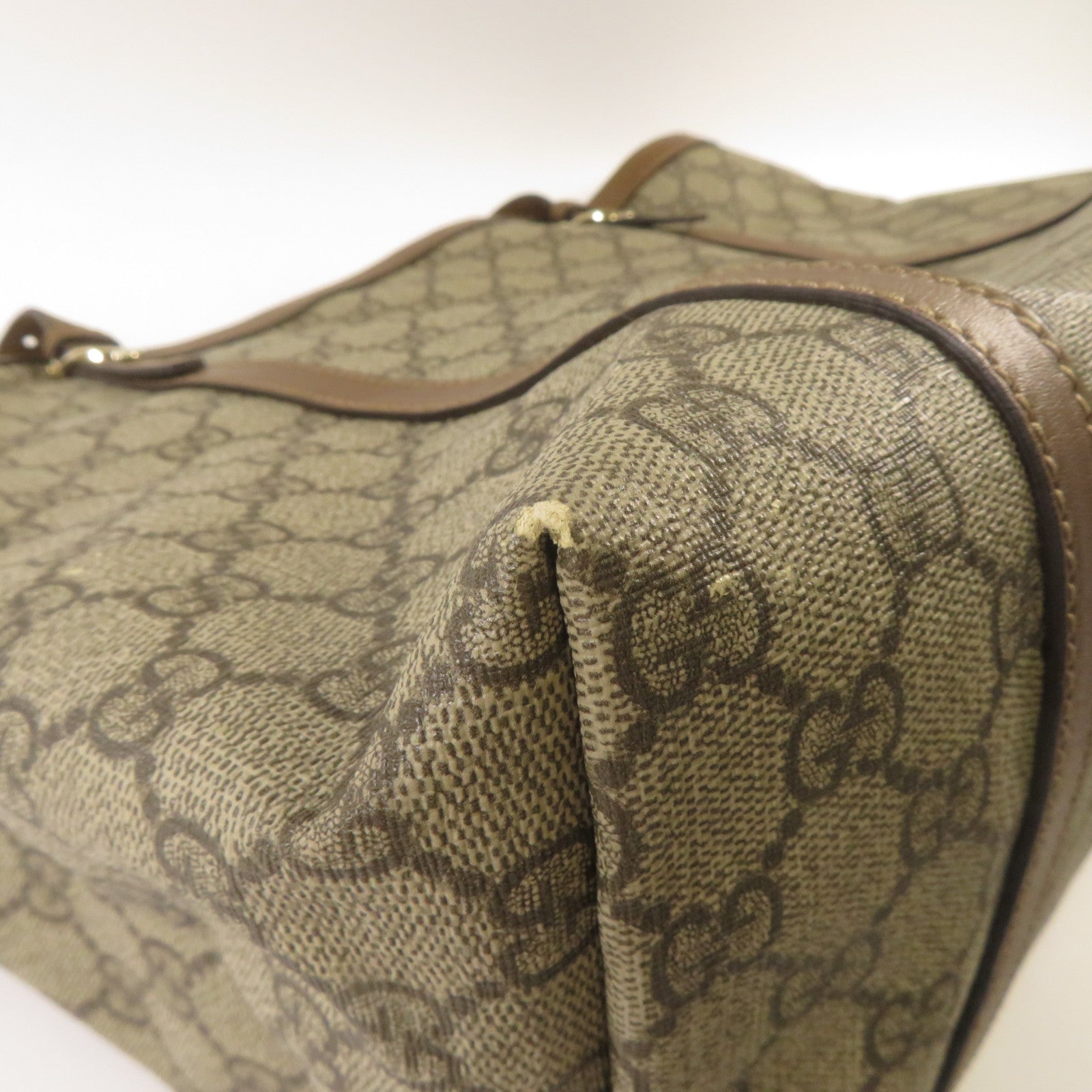 GUCCI 塗層帆布Tote Bag金扣手挽袋啡色