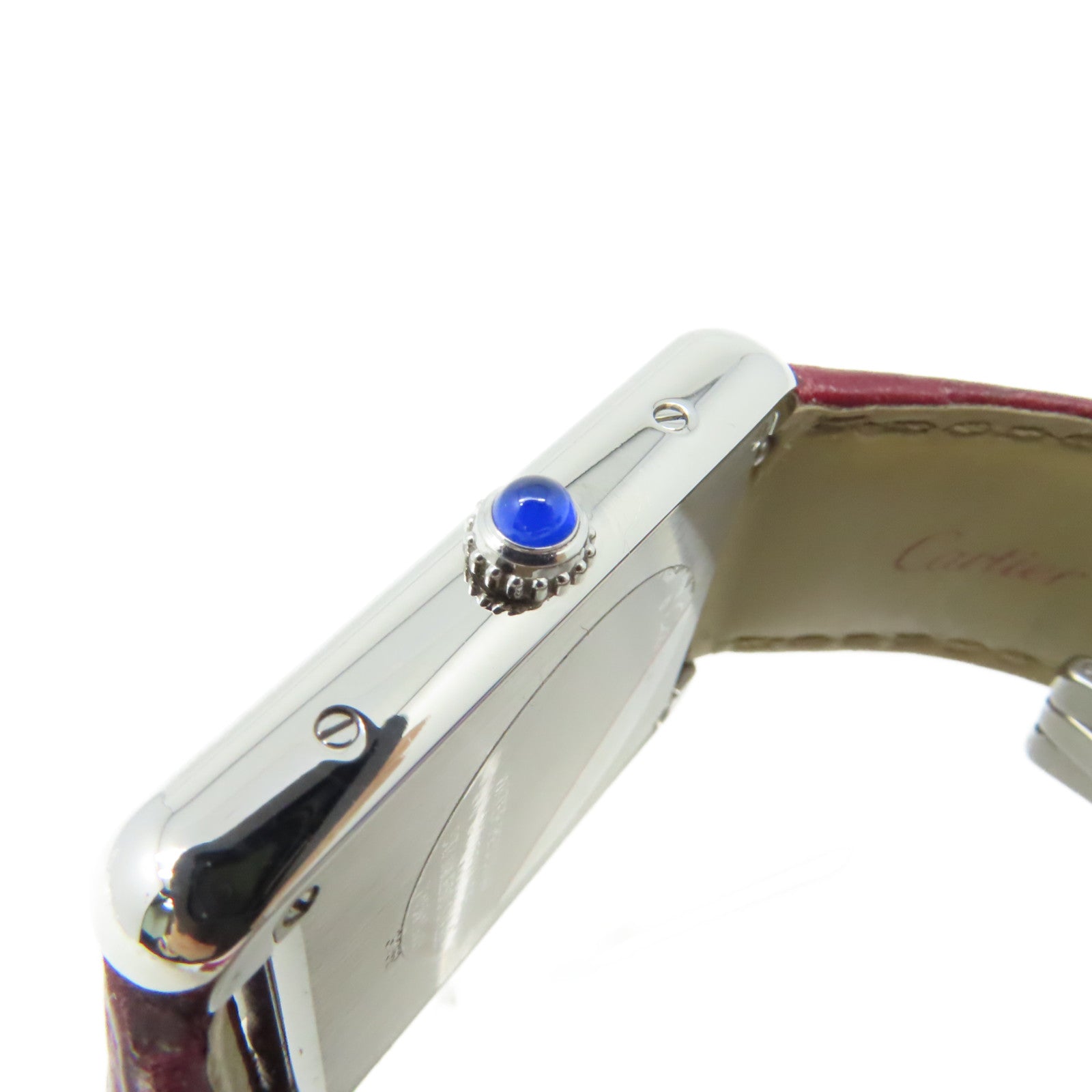 CARTIER Tank Solo GM Watch不鏽鋼/牛皮皮帶石英機芯手錶白色