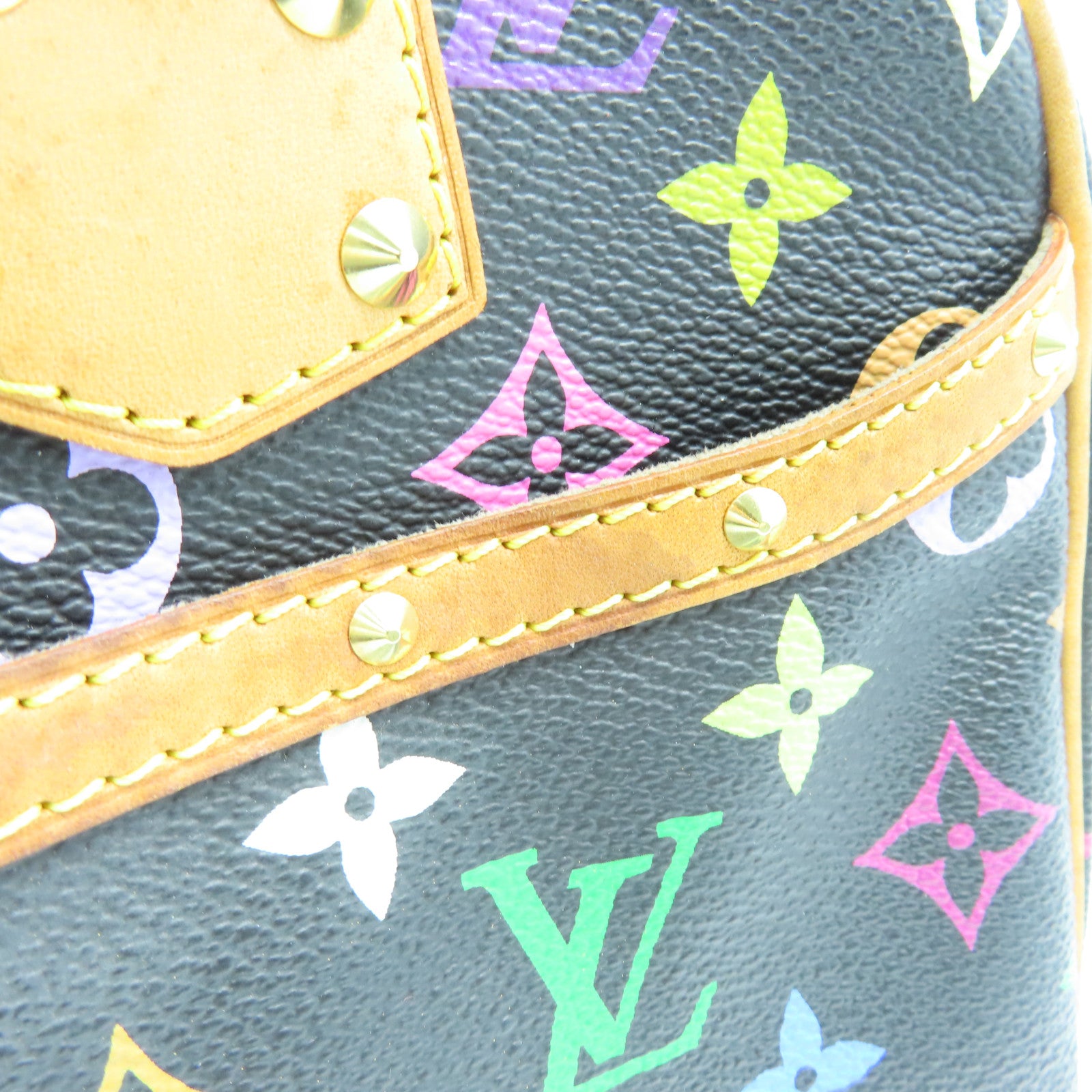 LOUIS VUITTON Monogram Multicolore Trouville金扣手挽袋黑色/彩色
