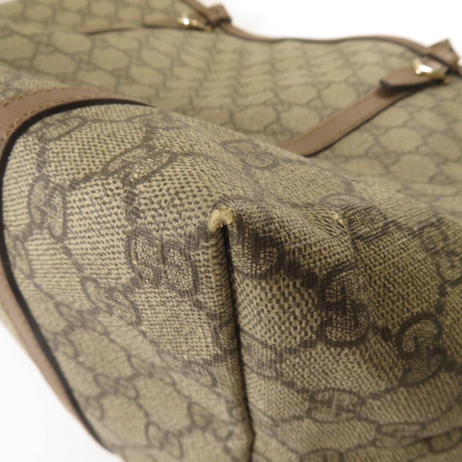 GUCCI 塗層帆布Tote Bag金扣手挽袋啡色