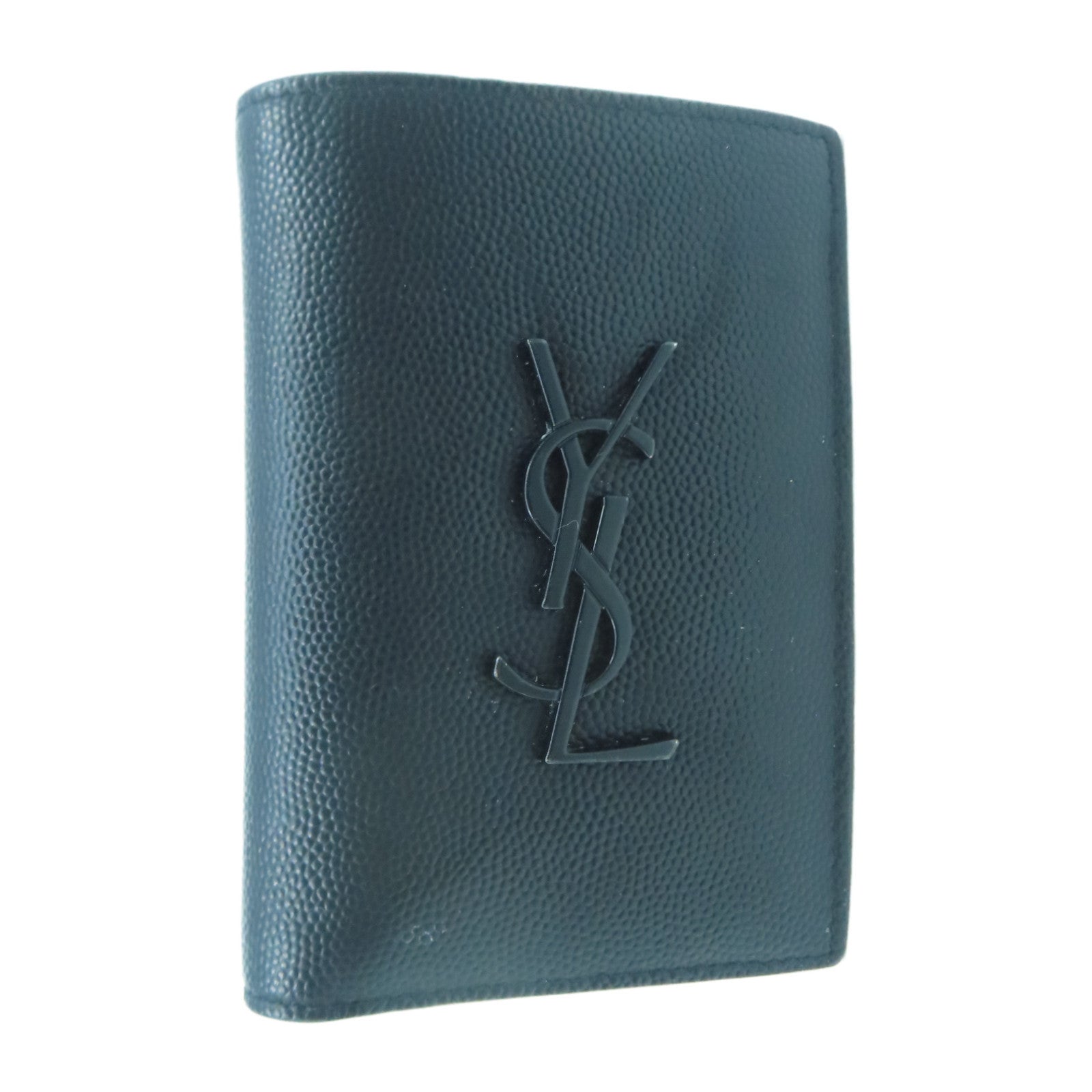 SAINT LAURENT 牛皮皮革Card Wallet黑扣卡片套黑色
