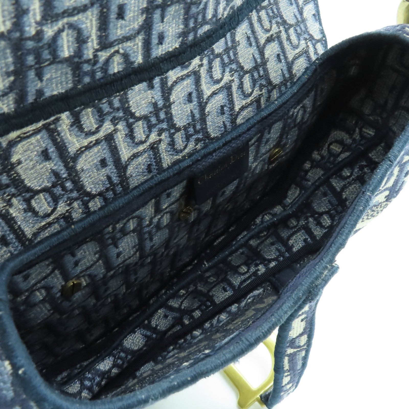 Dior 帆布Saddle金扣肩背袋蓝色