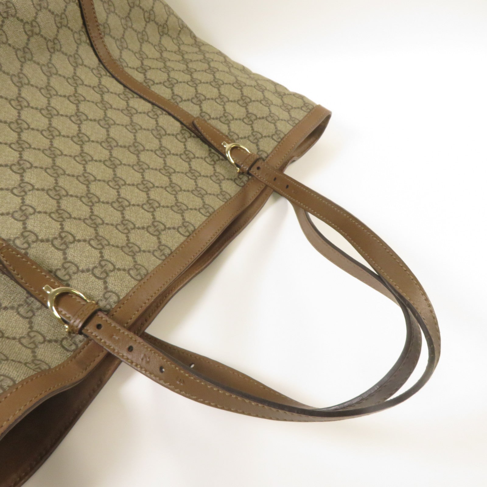GUCCI 塗層帆布Tote Bag金扣手挽袋啡色