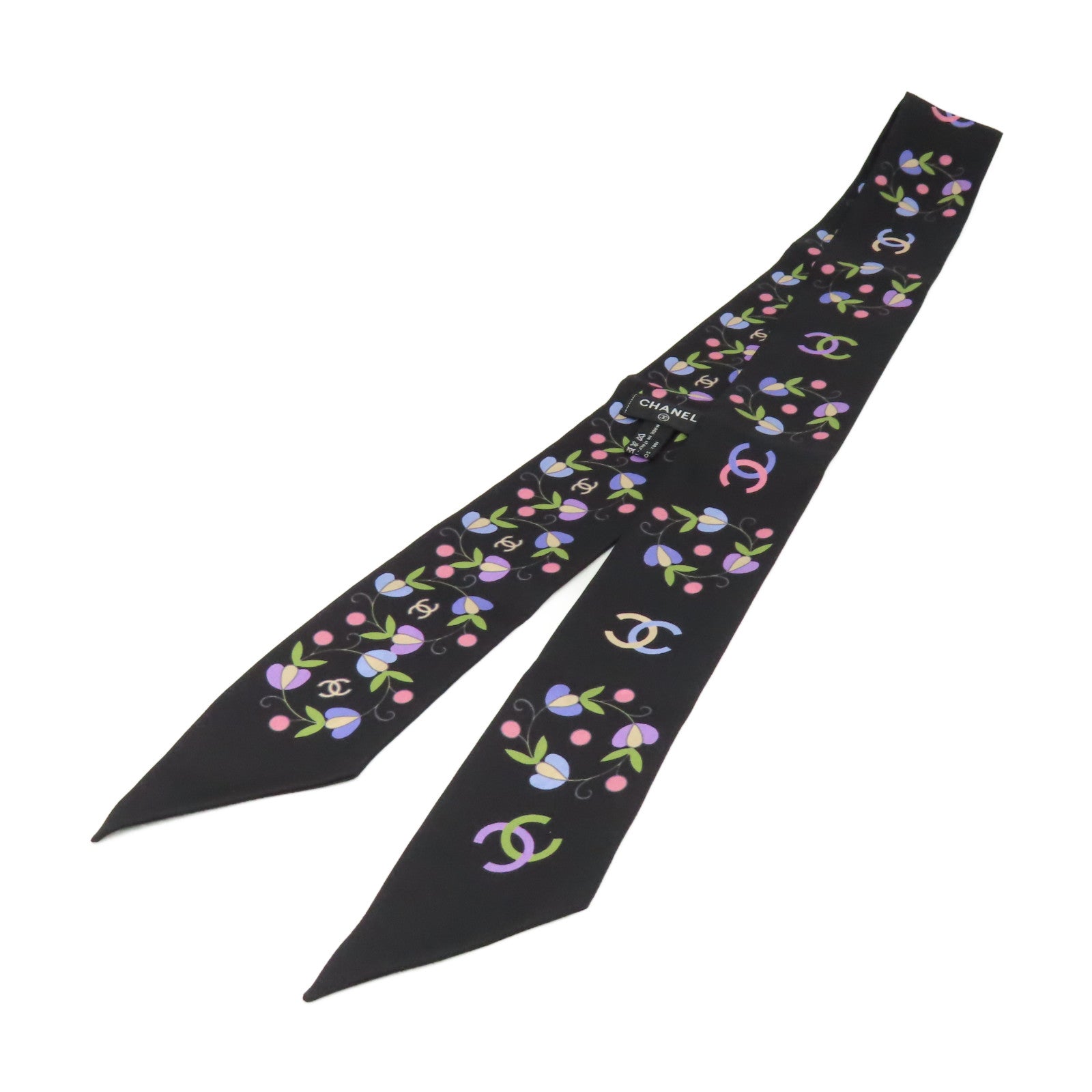 CHANEL 絲質Scarf絲巾黑色/彩色