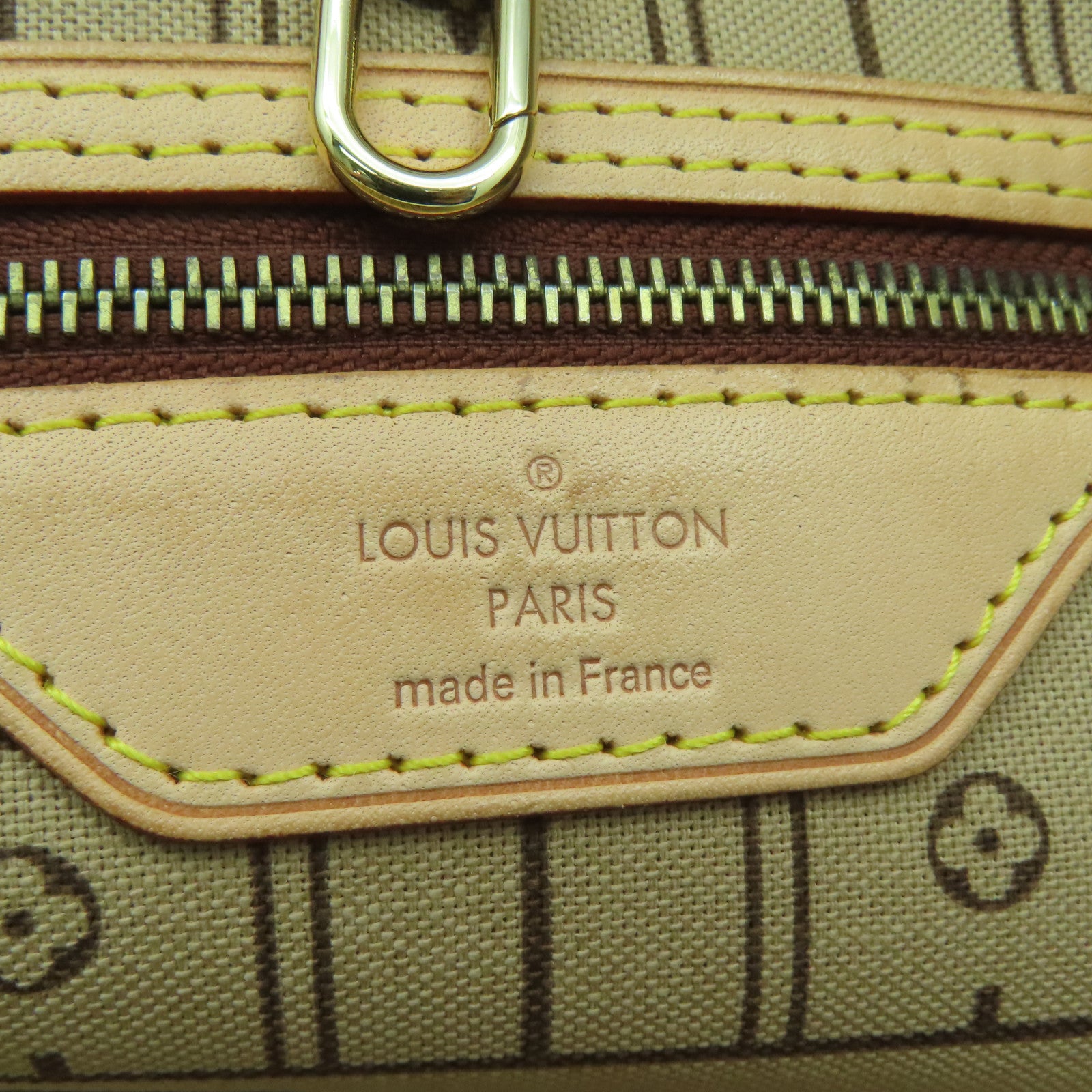 LOUIS VUITTON Monogram Neverfull GM gold buckle shoulder bag / hand bag brown