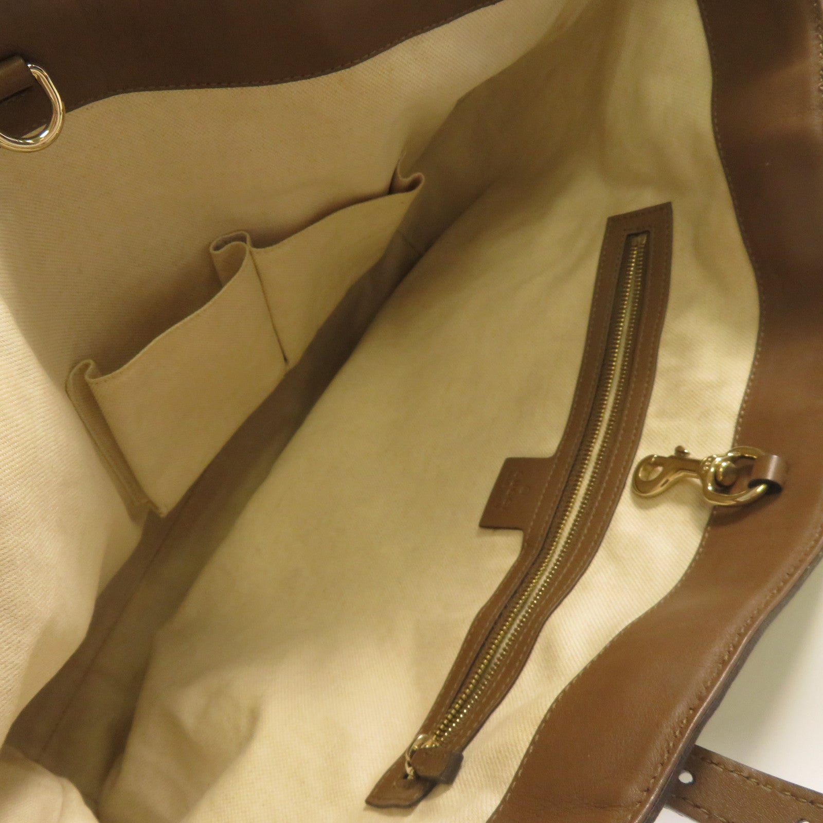 GUCCI 塗層帆布Tote Bag金扣手挽袋啡色