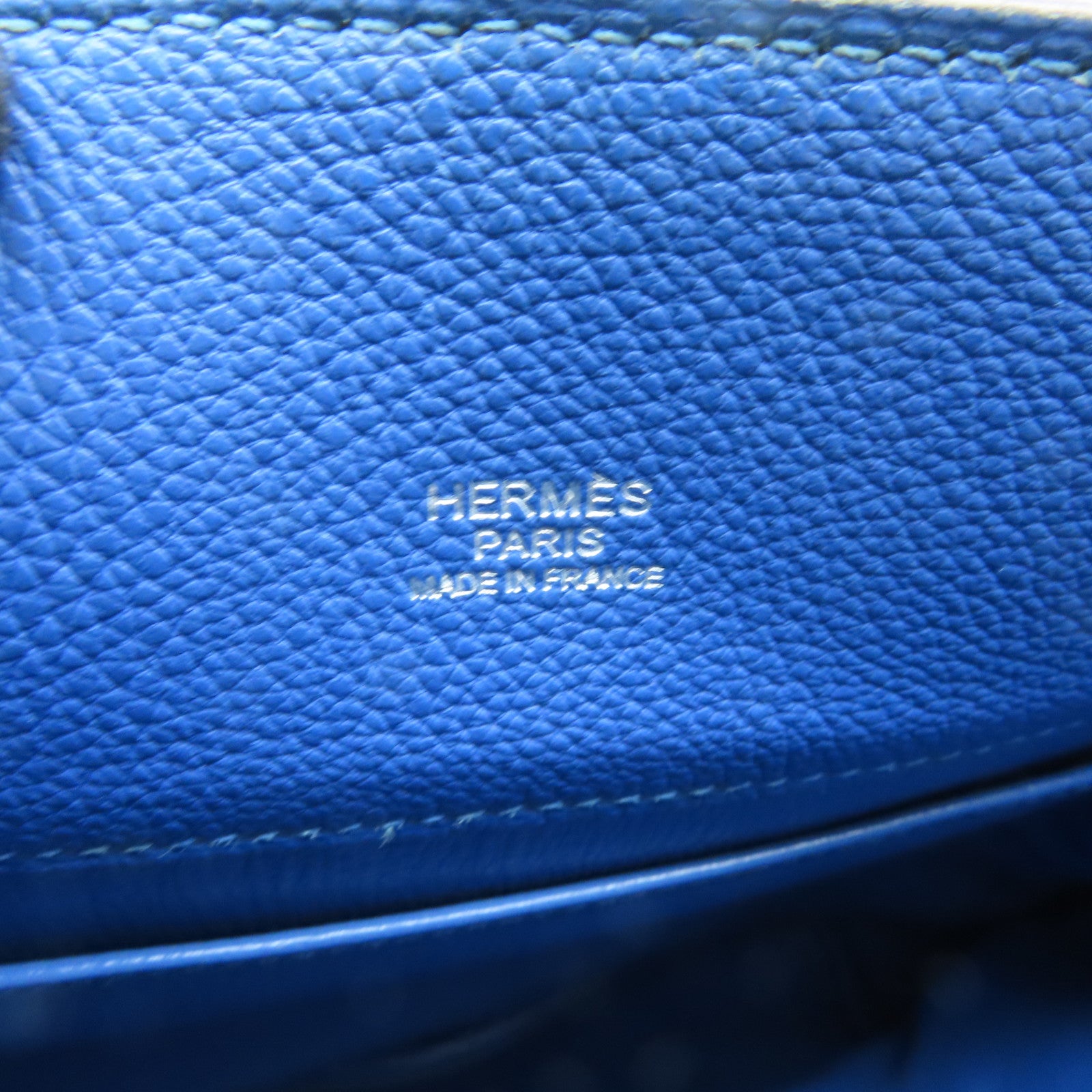 HERMES Togo皮革So Kelly 22銀扣肩背袋藍色