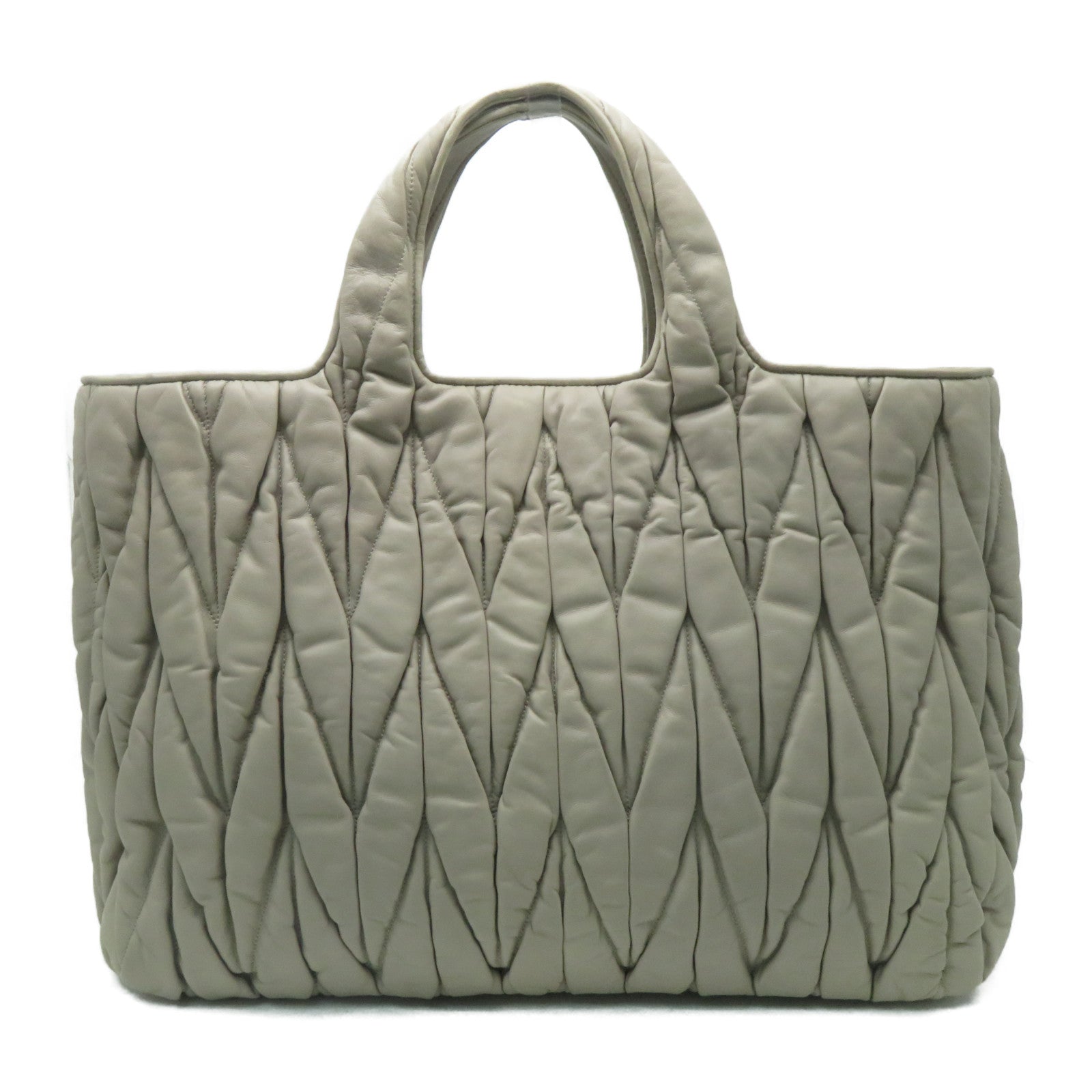 Miu Miu 牛皮皮革2 Way Bag金扣手挽肩背兩用袋灰色