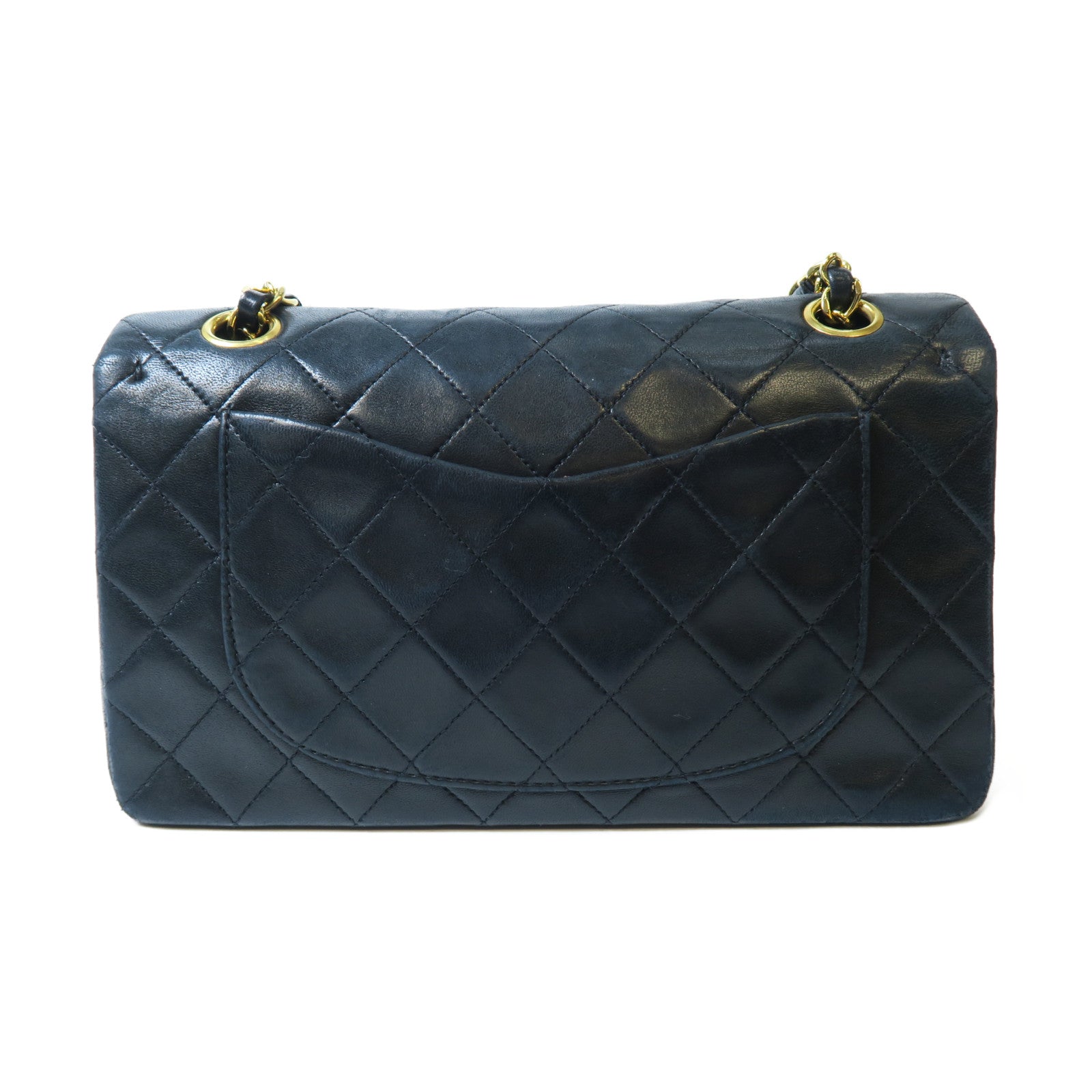 CHANEL 菱格羊皮皮革Classic Flap 23金扣鏈帶肩背袋黑色