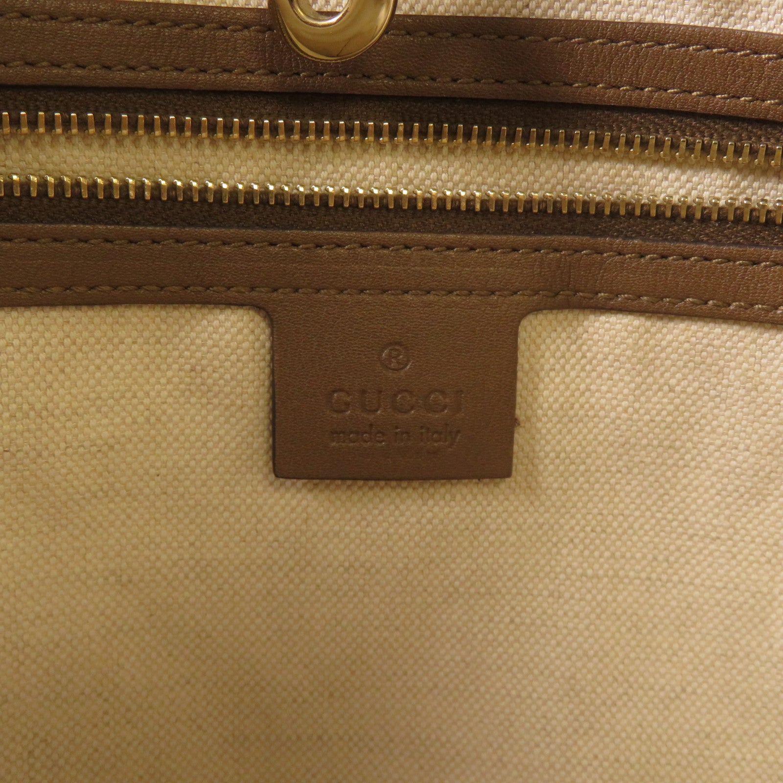 GUCCI 塗層帆布Tote Bag金扣手挽袋啡色
