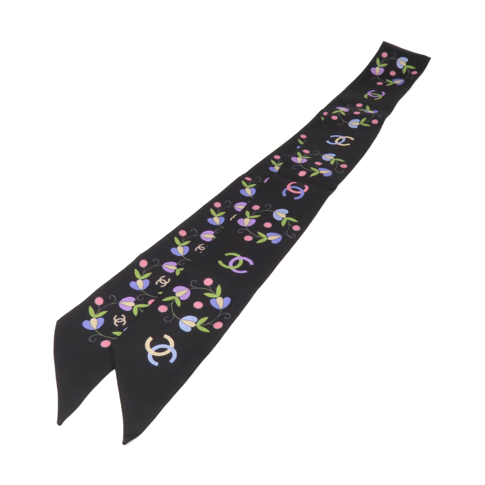CHANEL 絲質Scarf絲巾黑色/彩色