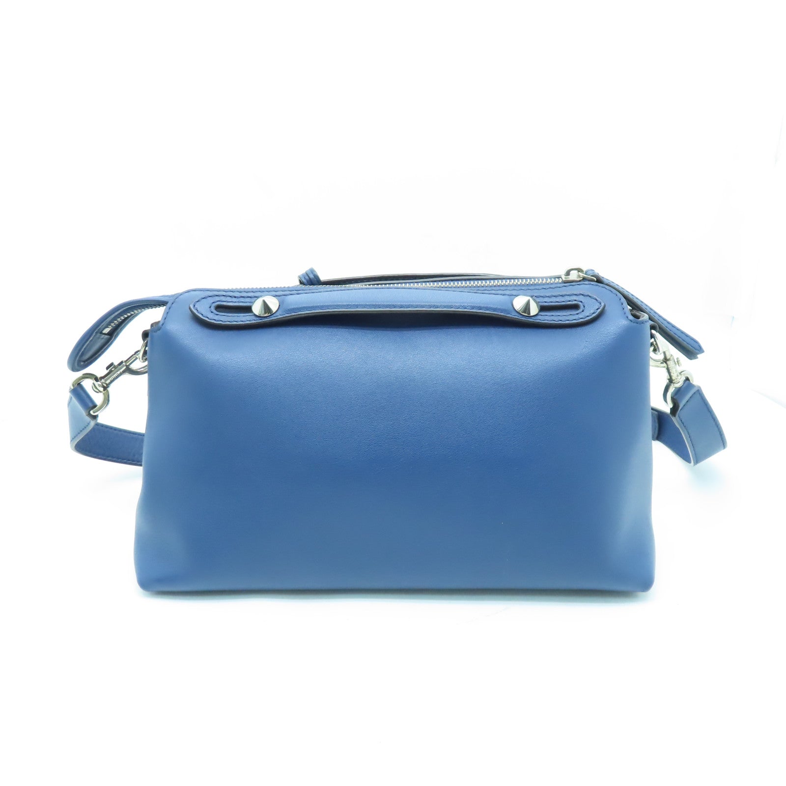 FENDI 牛皮皮革By the Way銀扣手挽肩背袋藍色