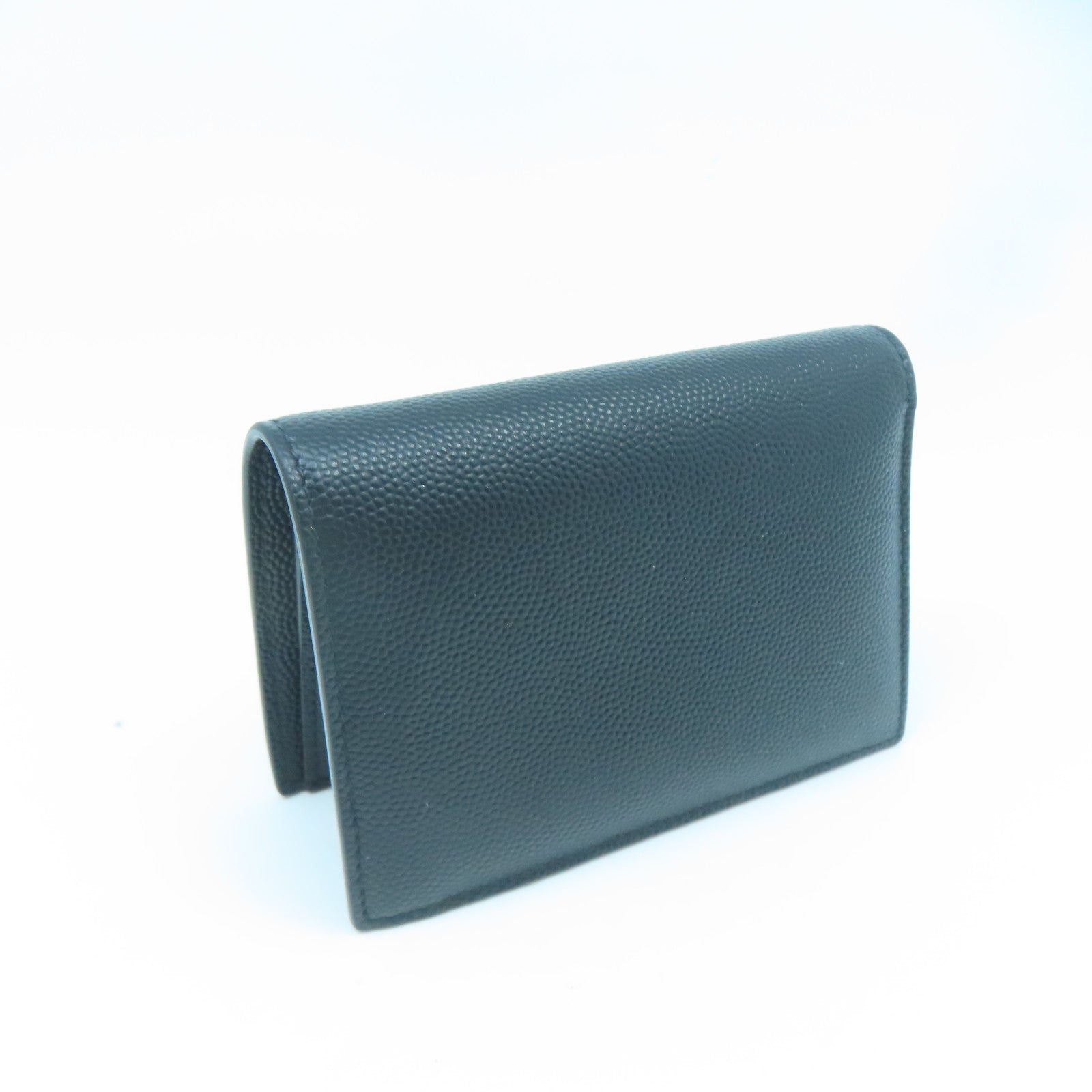SAINT LAURENT 牛皮皮革Card Wallet黑扣卡片套黑色