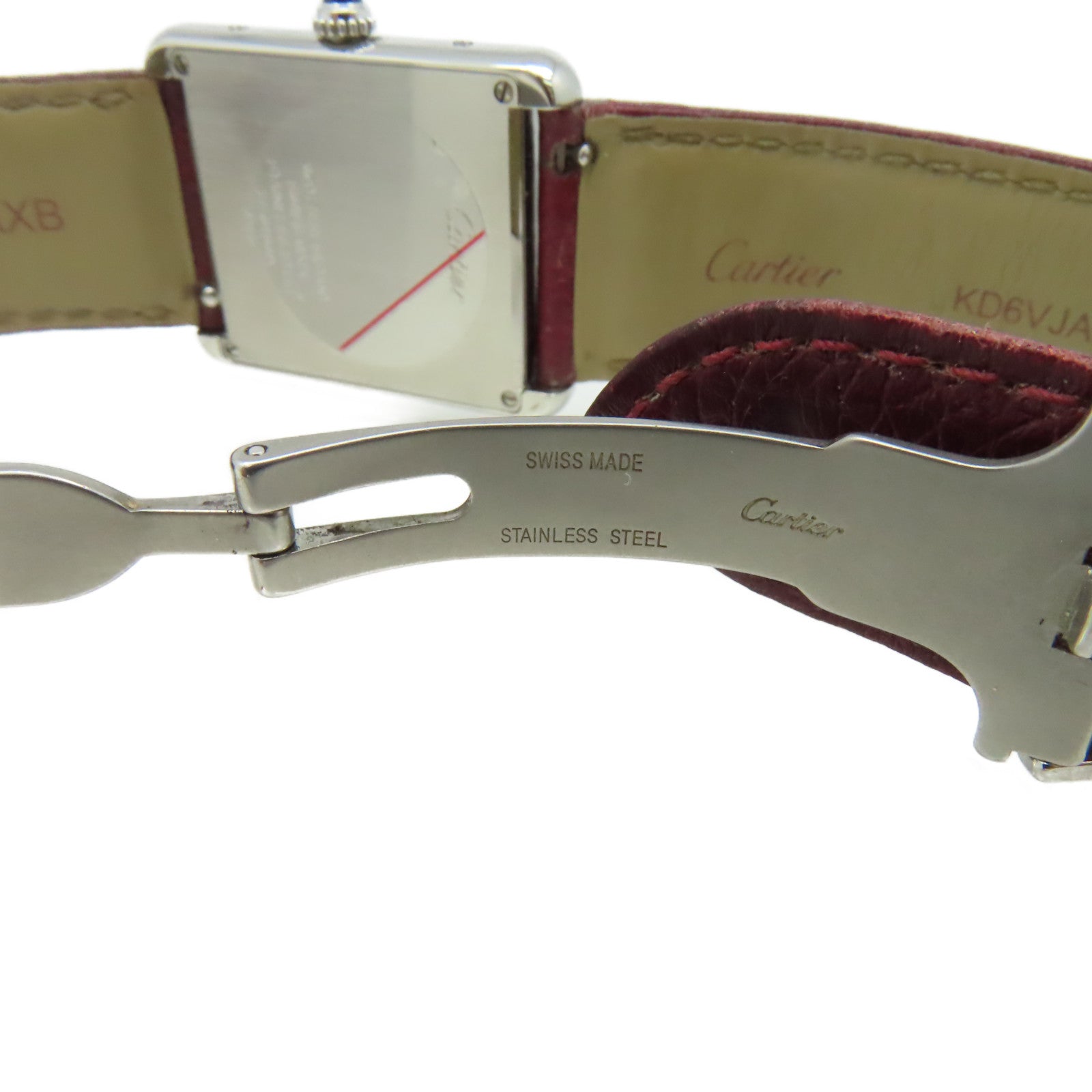 CARTIER Tank Solo GM Watch不鏽鋼/牛皮皮帶石英機芯手錶白色