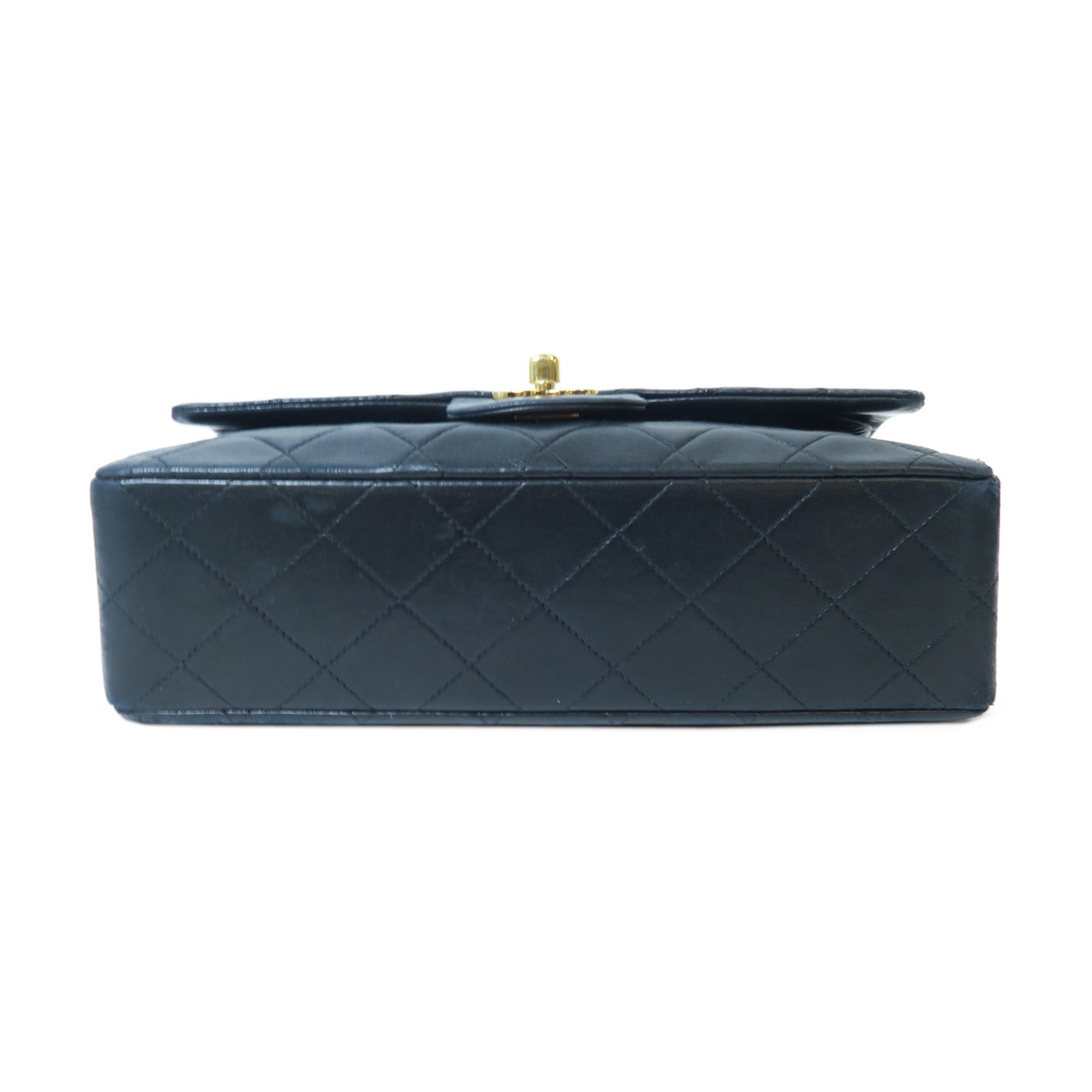 CHANEL 菱格羊皮皮革Classic Flap 23金扣鏈帶肩背袋黑色