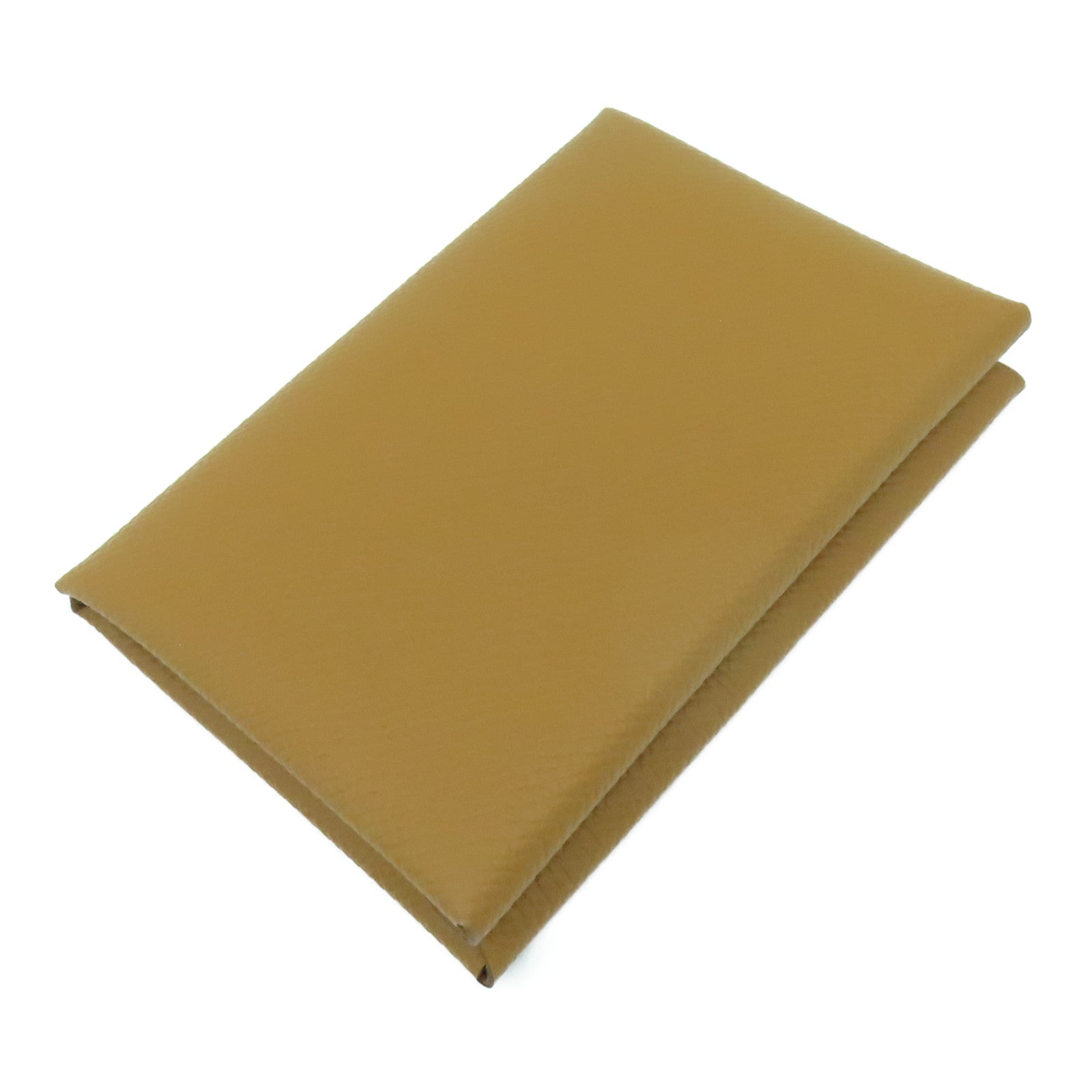 HERMES Epsom皮革Calvi Duo銀扣卡片套Gold經典駝色
