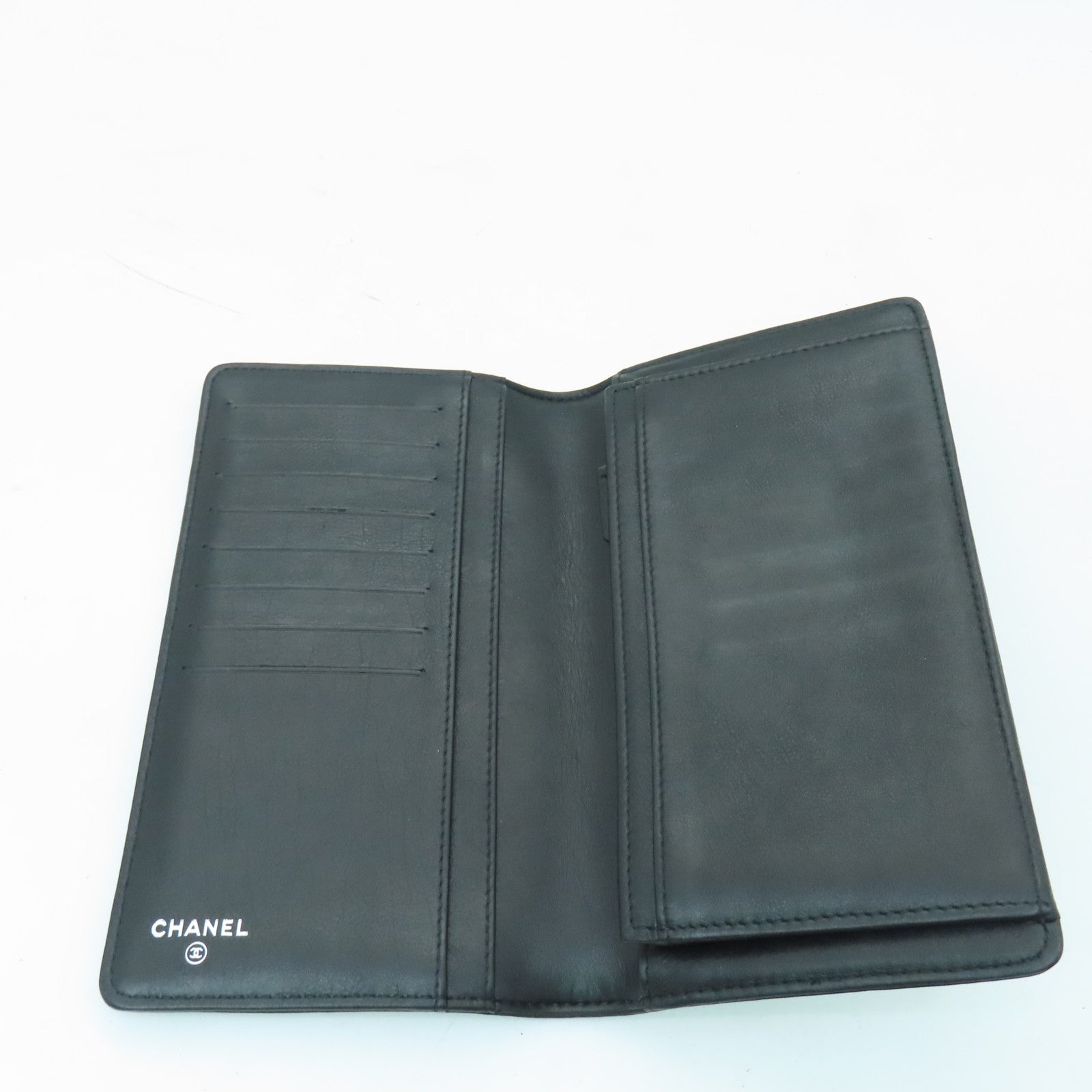 CHANEL 菱格羊皮皮革Boy Wallet So Black長錢包黑色