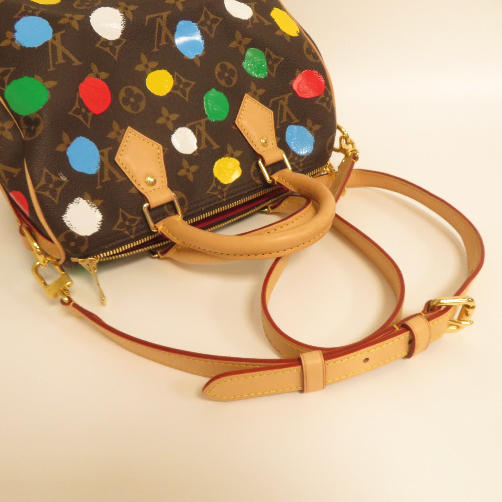 LOUIS VUITTON Monogram YK X LV Speedy Bandouliere 25金扣手挽肩背兩用袋啡色
