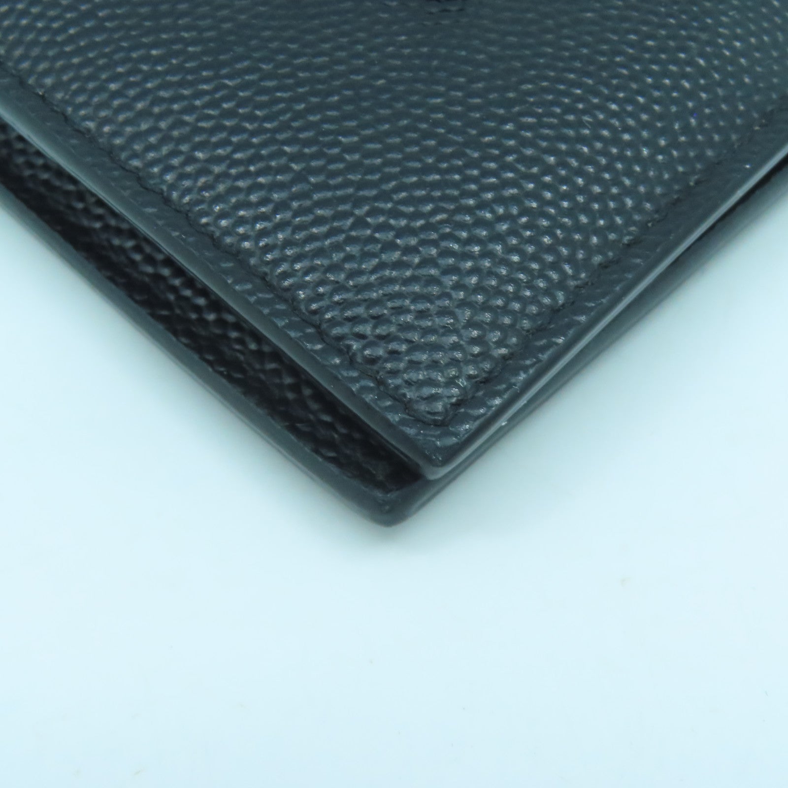SAINT LAURENT 牛皮皮革Card Wallet黑扣卡片套黑色
