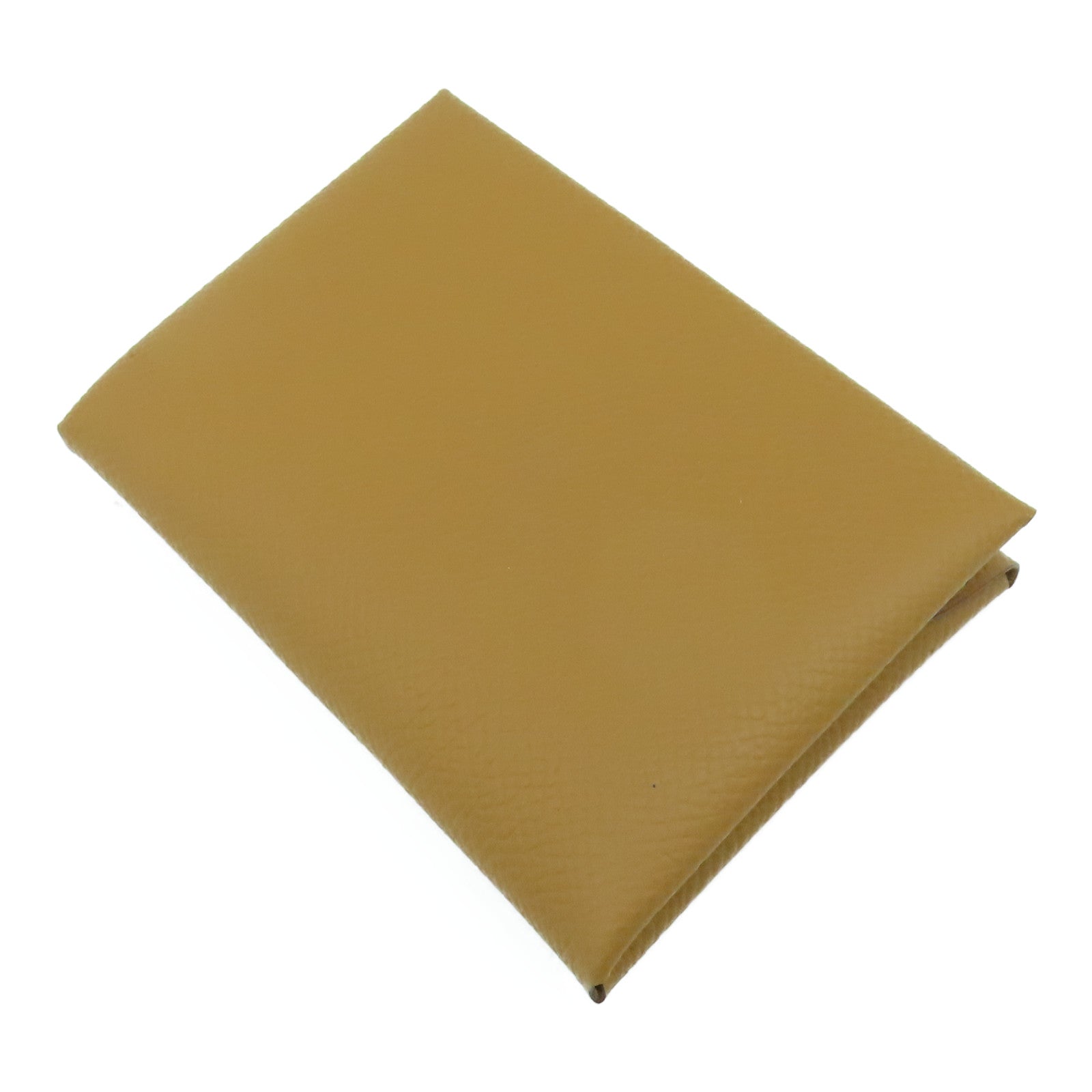 HERMES Epsom皮革Calvi Duo銀扣卡片套Gold經典駝色