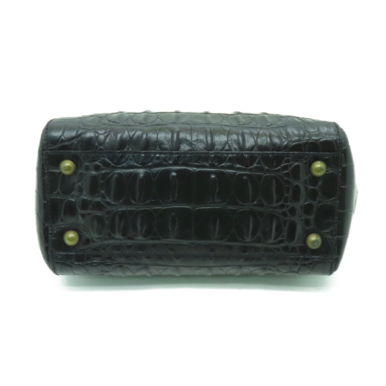 Miu Miu 牛皮皮革/斜紋軟呢Handbag金扣手挽袋黑色