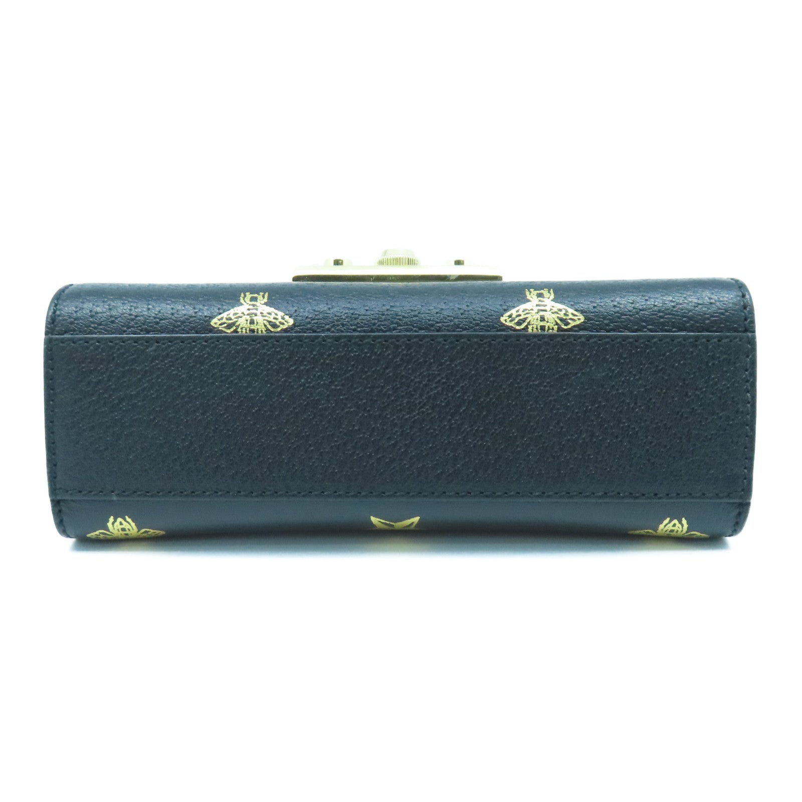 GUCCI 牛皮皮革Padlock Bee Star金扣鏈帶肩背袋黑色