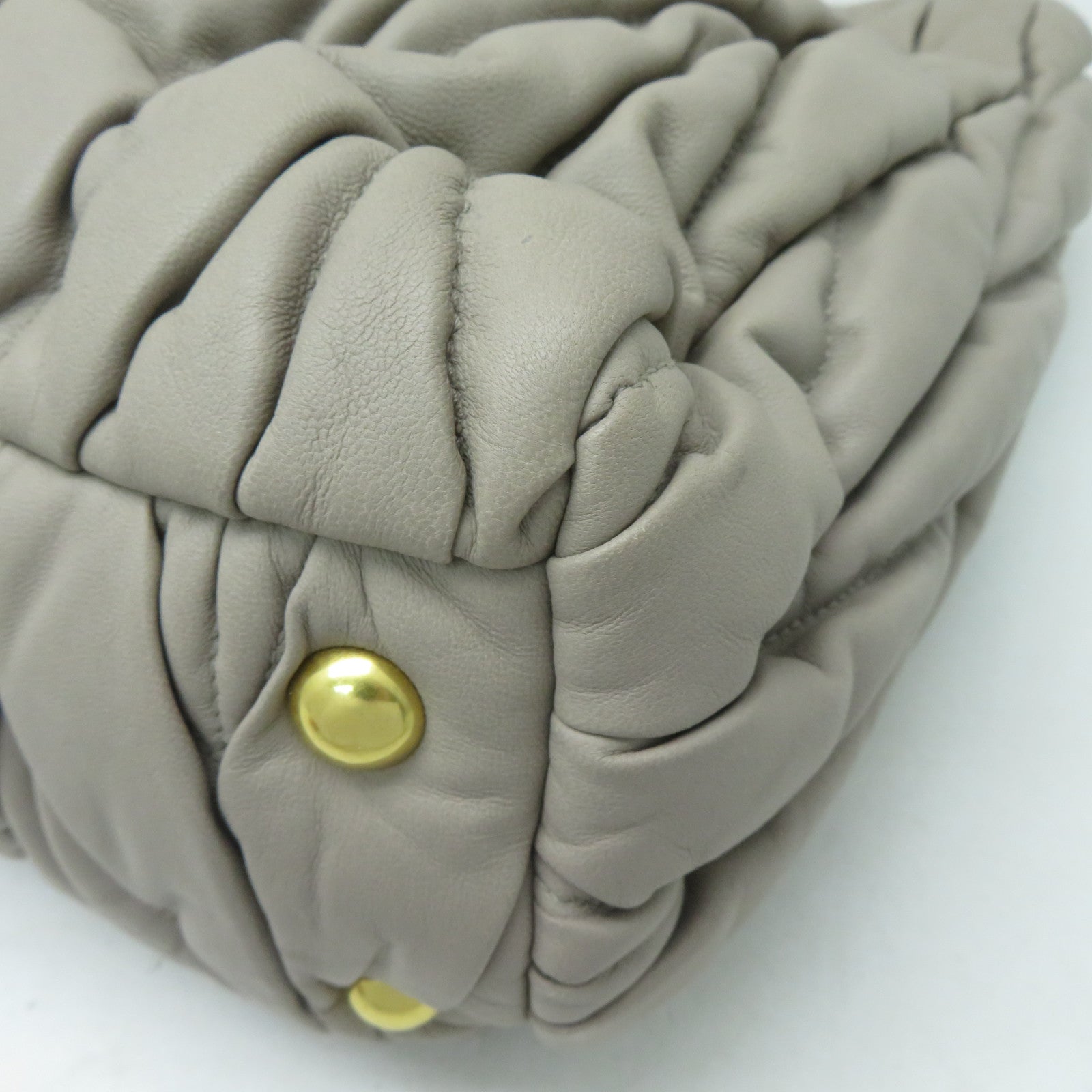 Miu Miu 牛皮皮革2 Way Bag金扣手挽肩背兩用袋灰色