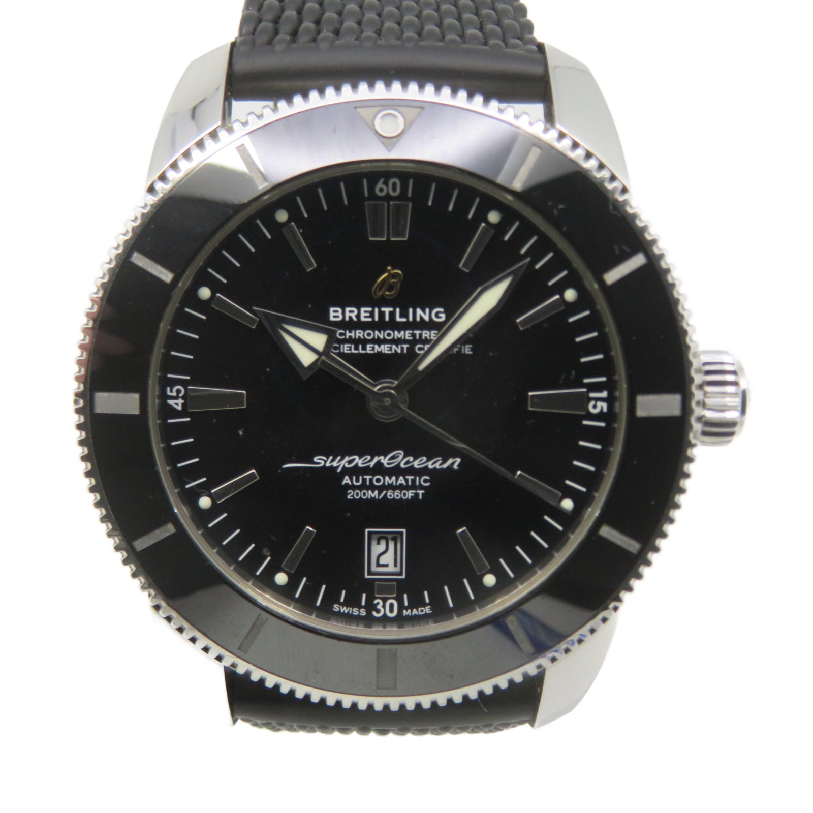 BREITLING Superocean Heritage B20 Watch不鏽鋼橡膠帶自動機芯手錶黑色
