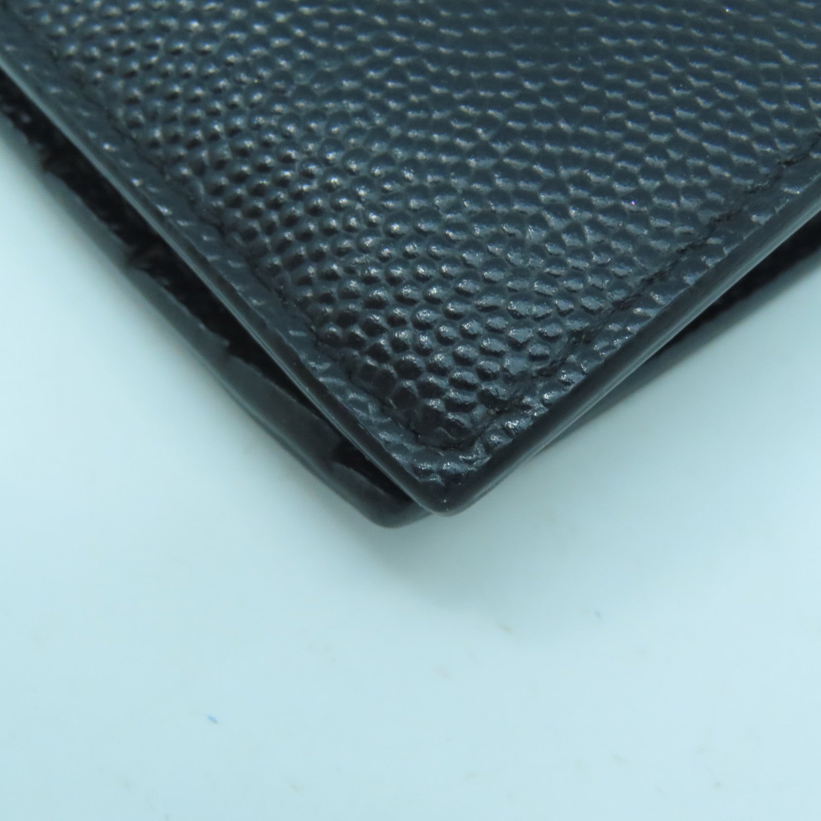 SAINT LAURENT 牛皮皮革Card Wallet黑扣卡片套黑色